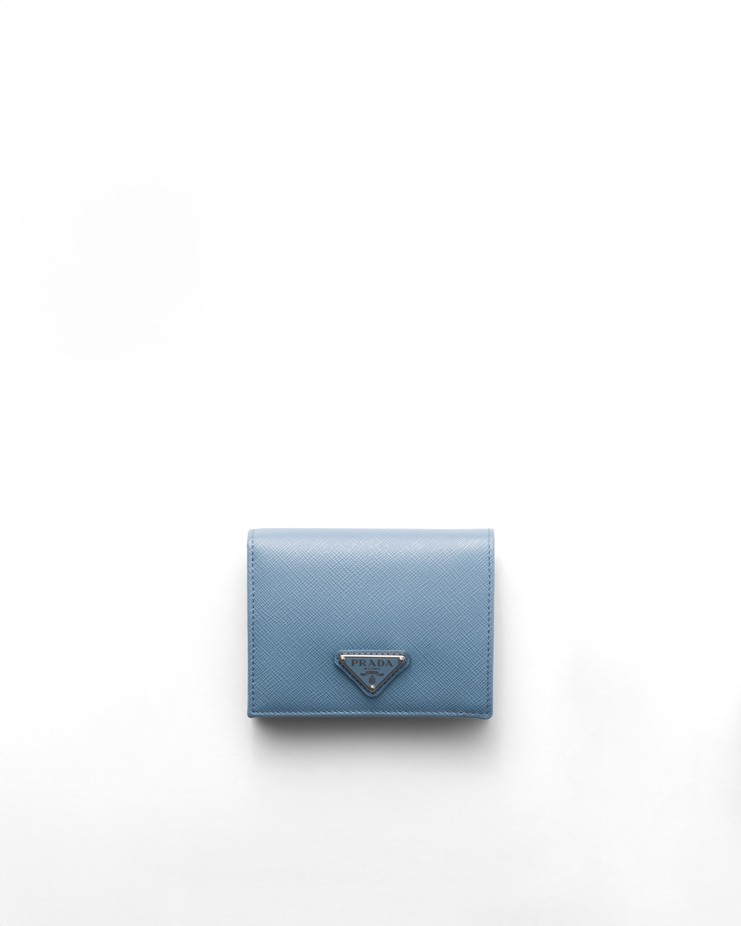 Prada Kleines Portemonnaie Aus Saffiano Leder, Damen, Astralblau