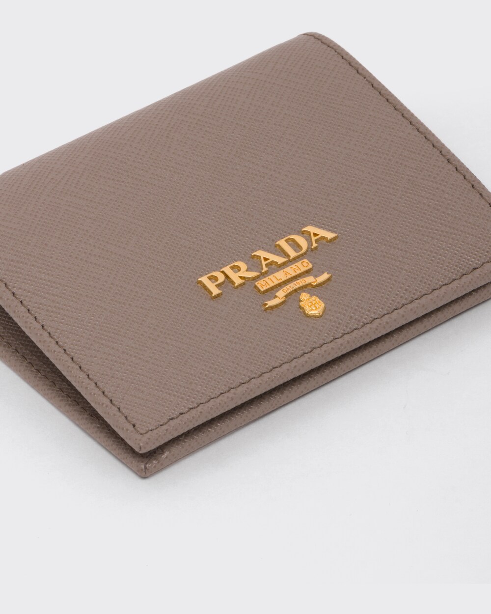 Clay Gray Small Saffiano Leather Wallet Prada