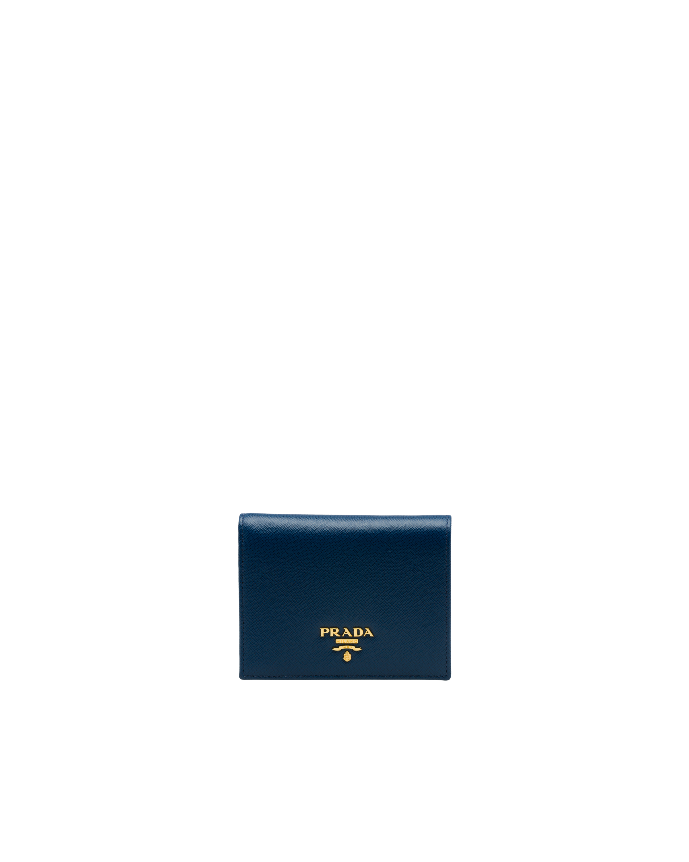 prada saffiano wallet blue