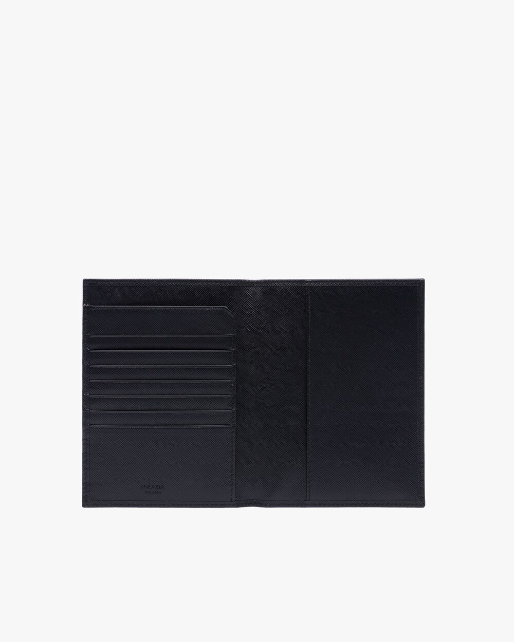 Black Saffiano Leather Passport Cover Prada