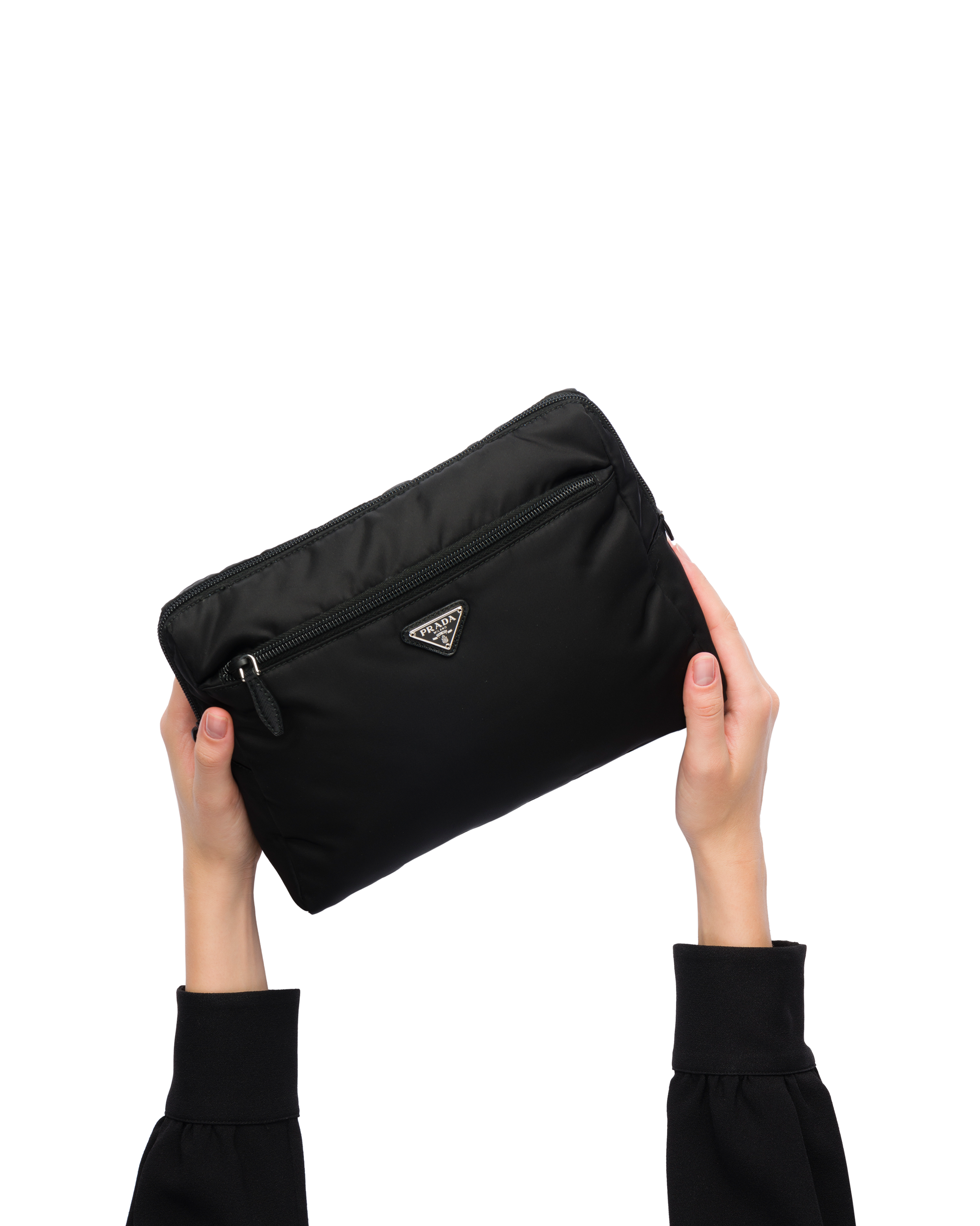 Prada black zip travel pouch sale