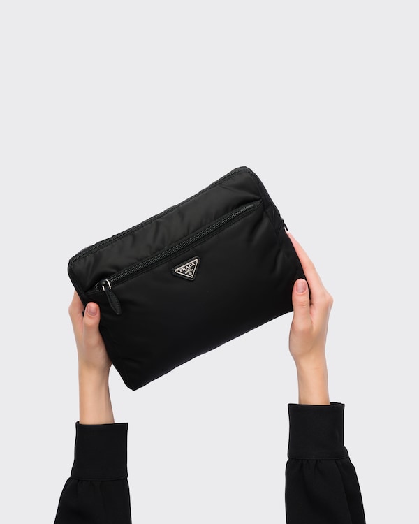 Large Re-Nylon travel pouch - Black/Astral Blue Large Re-Nylon travel pouch - Black/Astral Blue