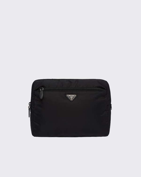 【税込】 Black/Astral Blue Large Re-Nylon travel pouch | PRADA バッグ