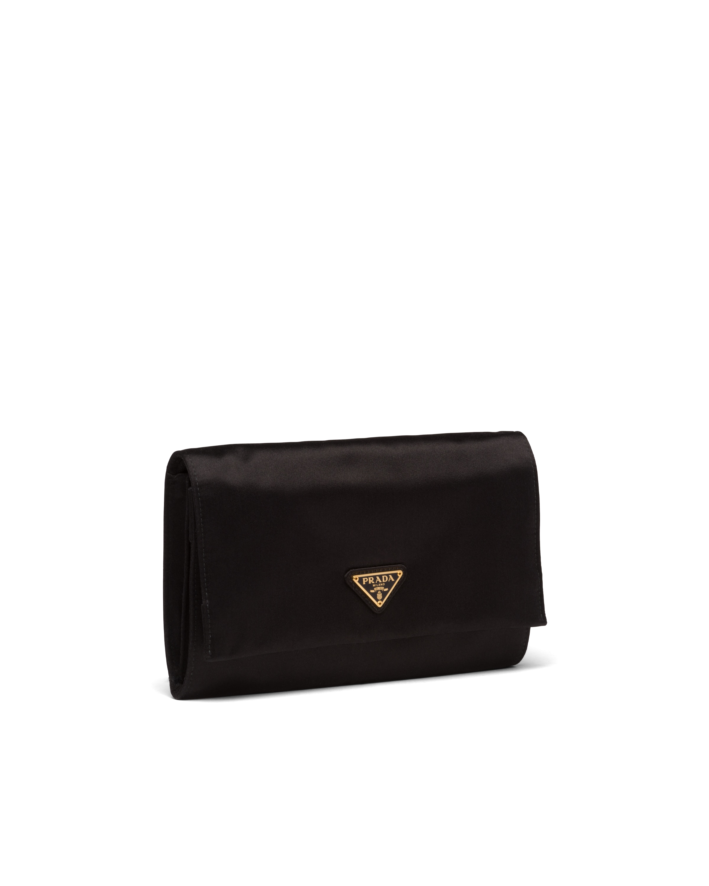 Black Silk satin travel pouch Prada