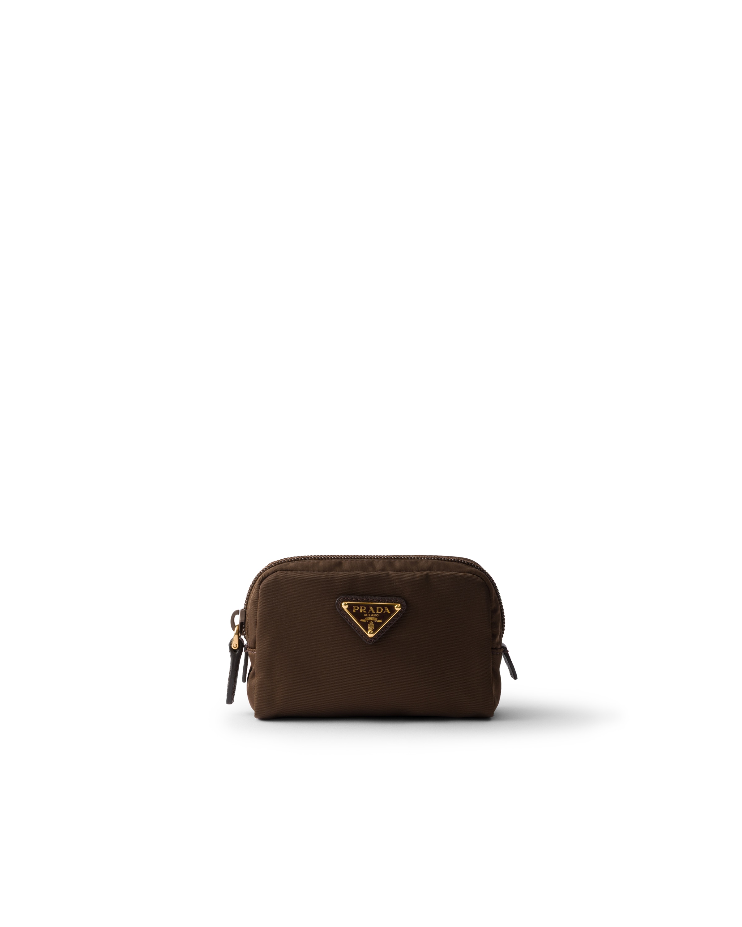 Prada Micro Re-nylon Pouch In Brown