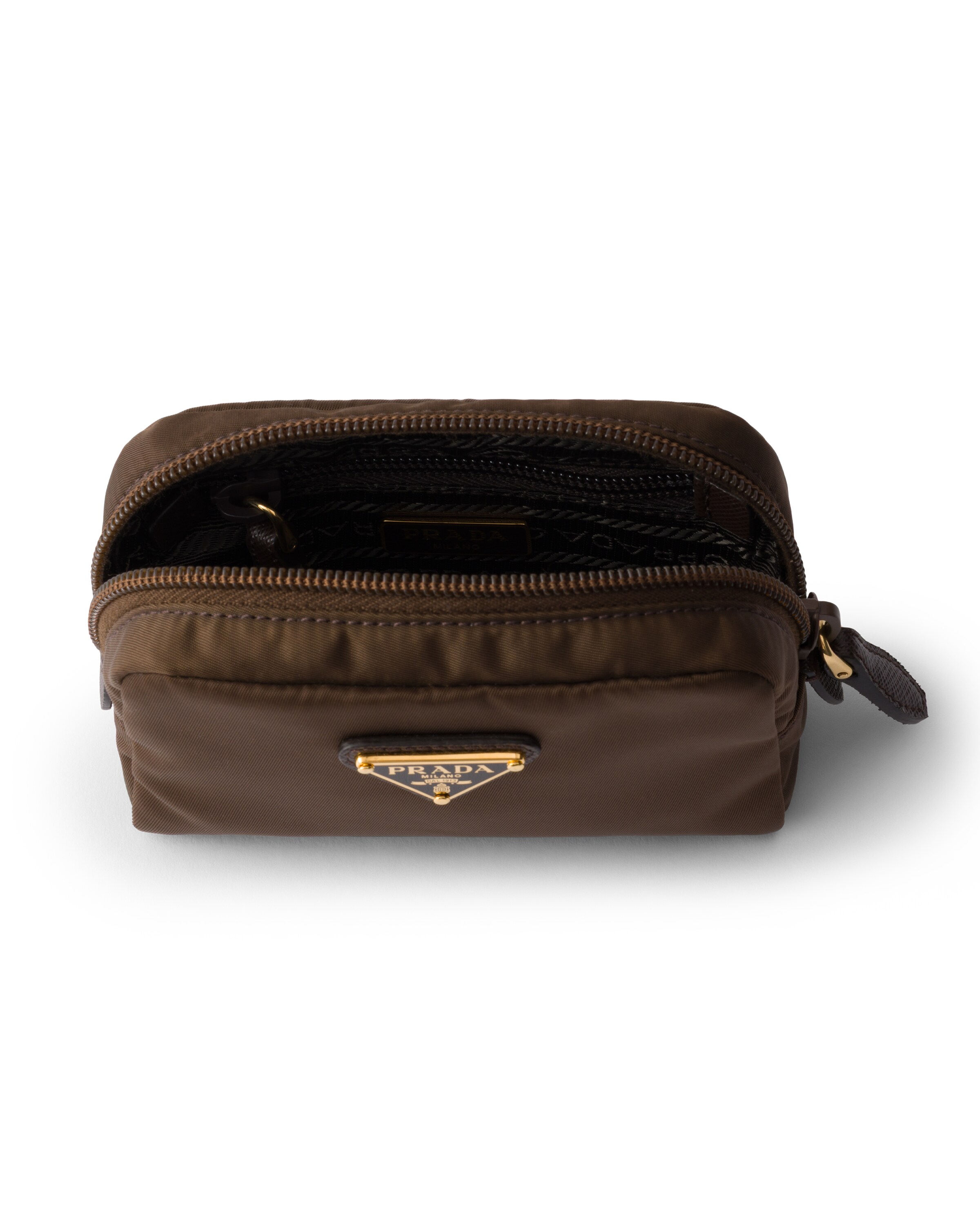 Prada Micro Re-nylon Pouch In Brown