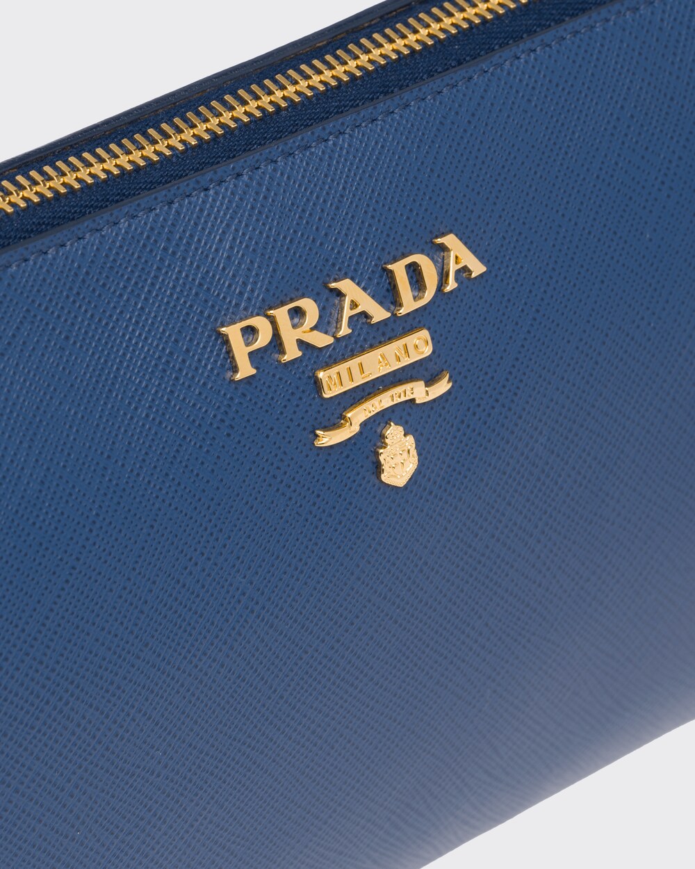 Pouch in pelle Saffiano Bluette | Prada