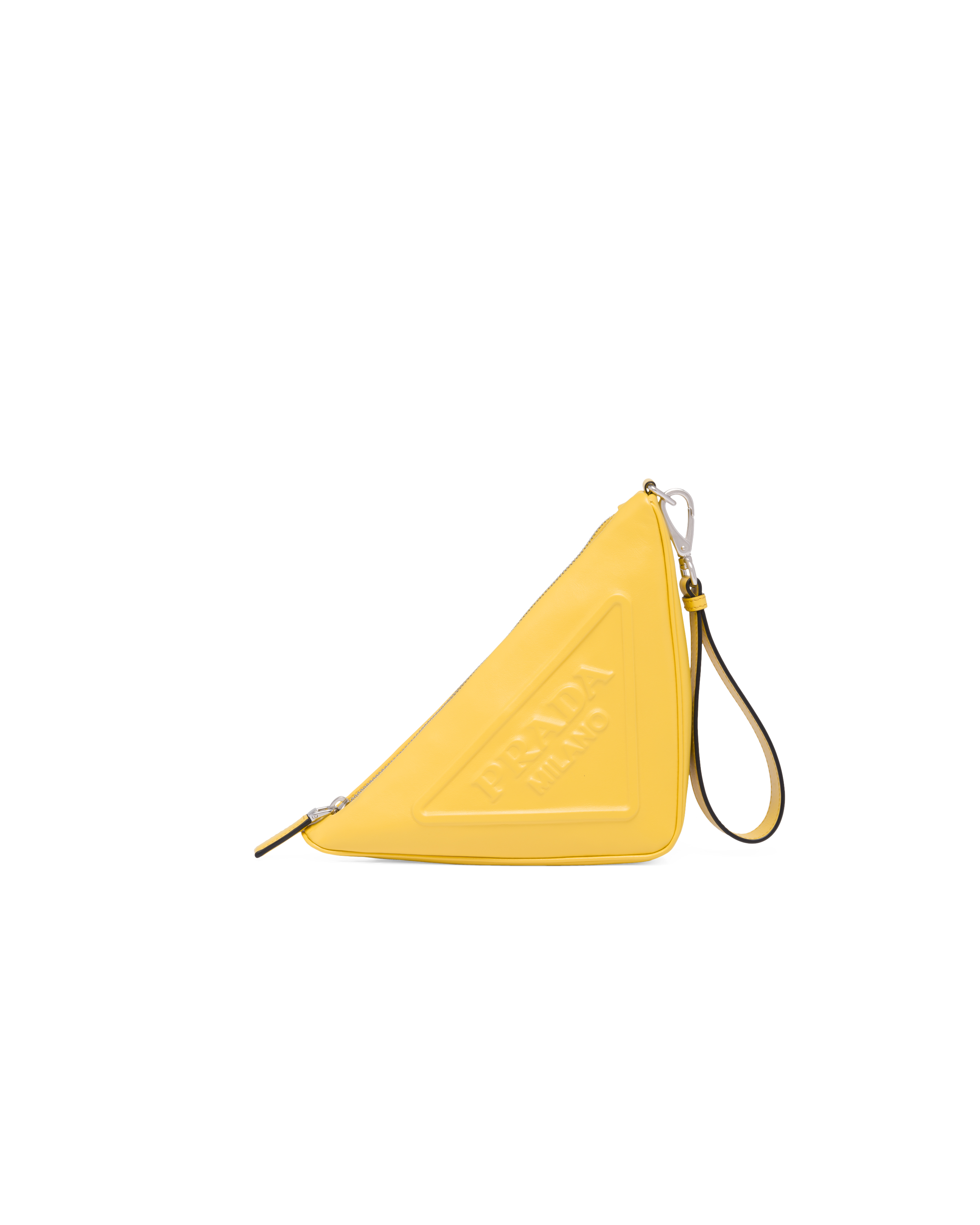 イエロー プラダ トライアングル レザー ポーチ | Prada