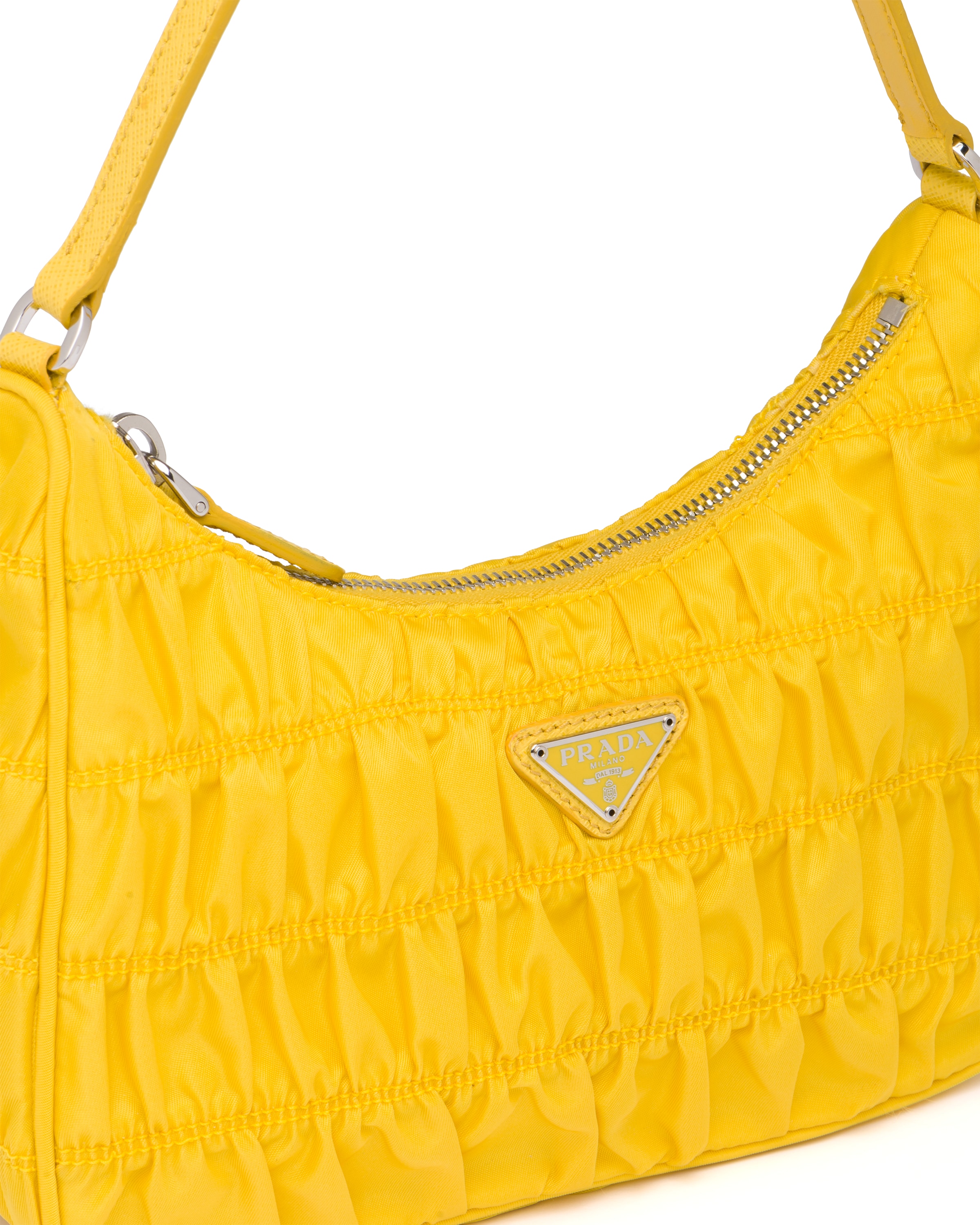 Yellow Nylon and Saffiano leather mini bag Prada