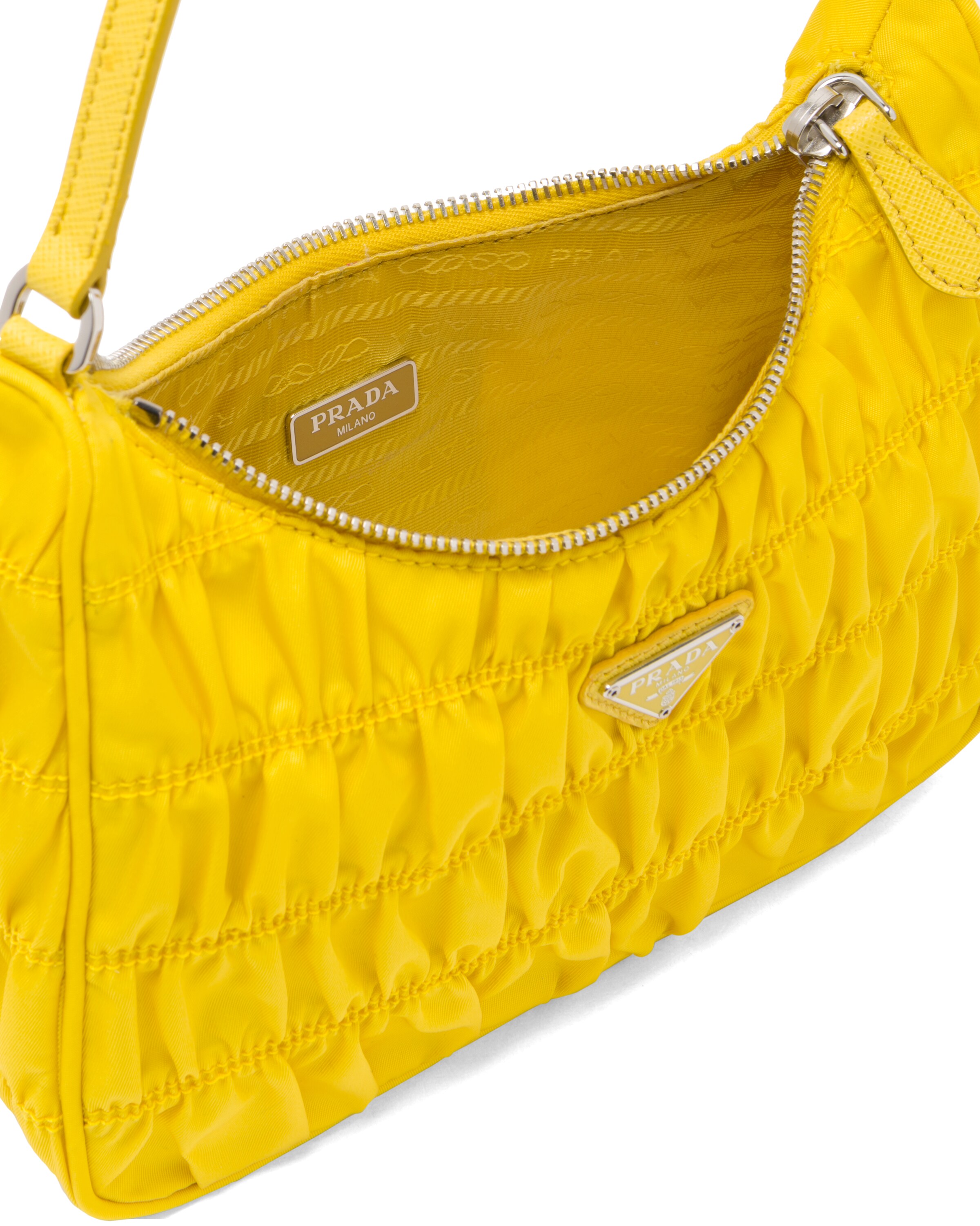 Yellow Nylon and Saffiano leather mini bag Prada