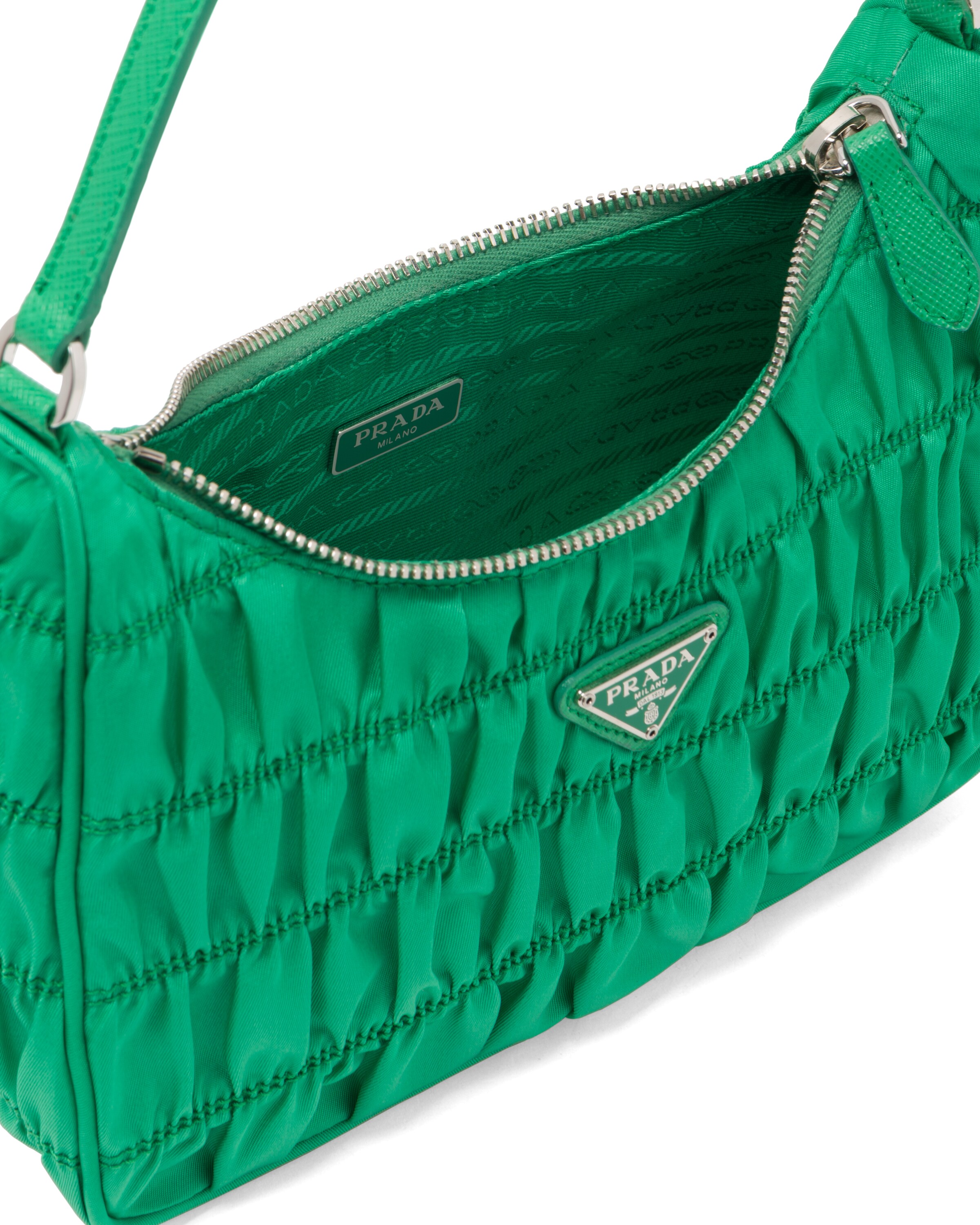 Mint Green Nylon and Saffiano leather mini bag Prada