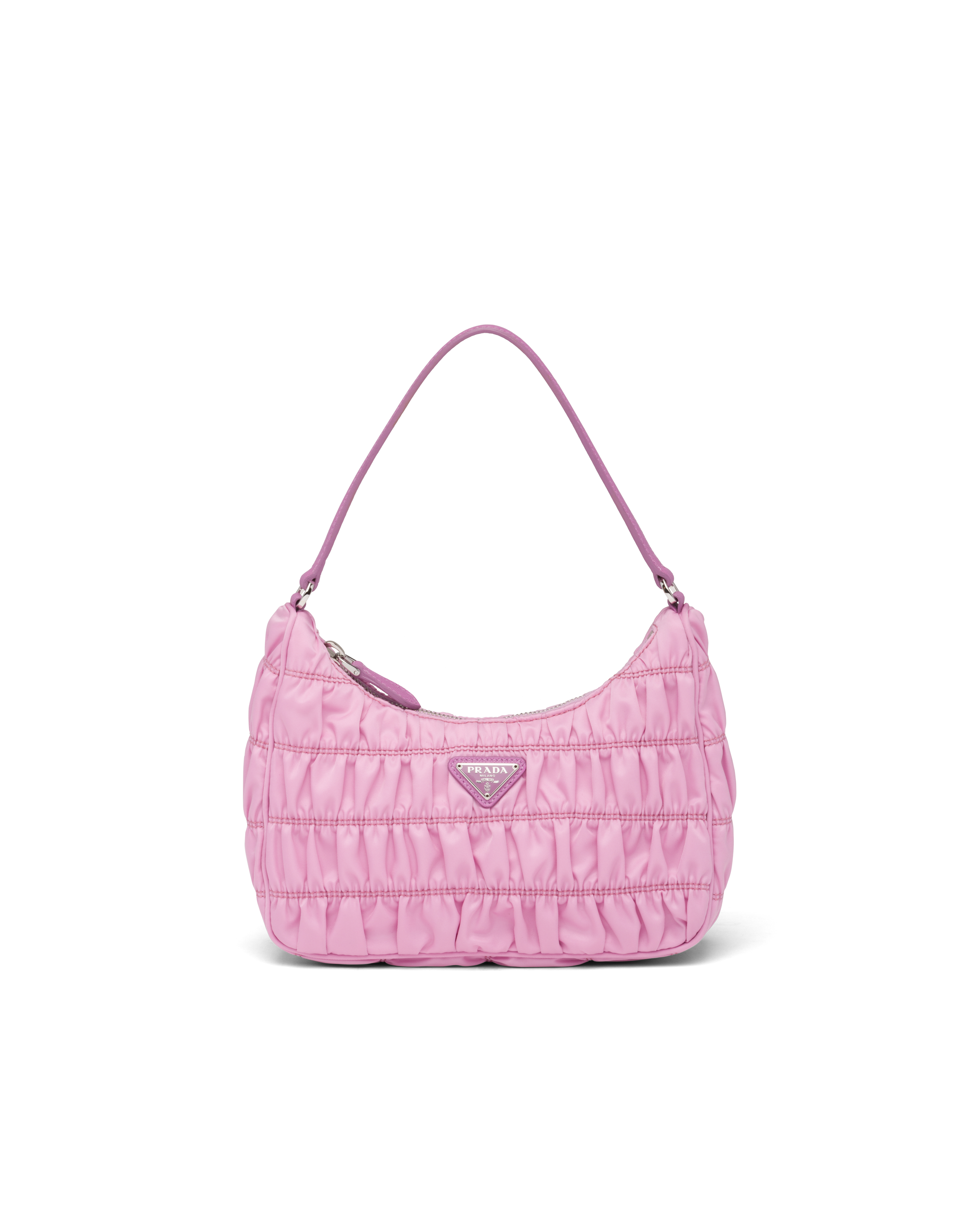 prada mini bag nylon and saffiano leather pink