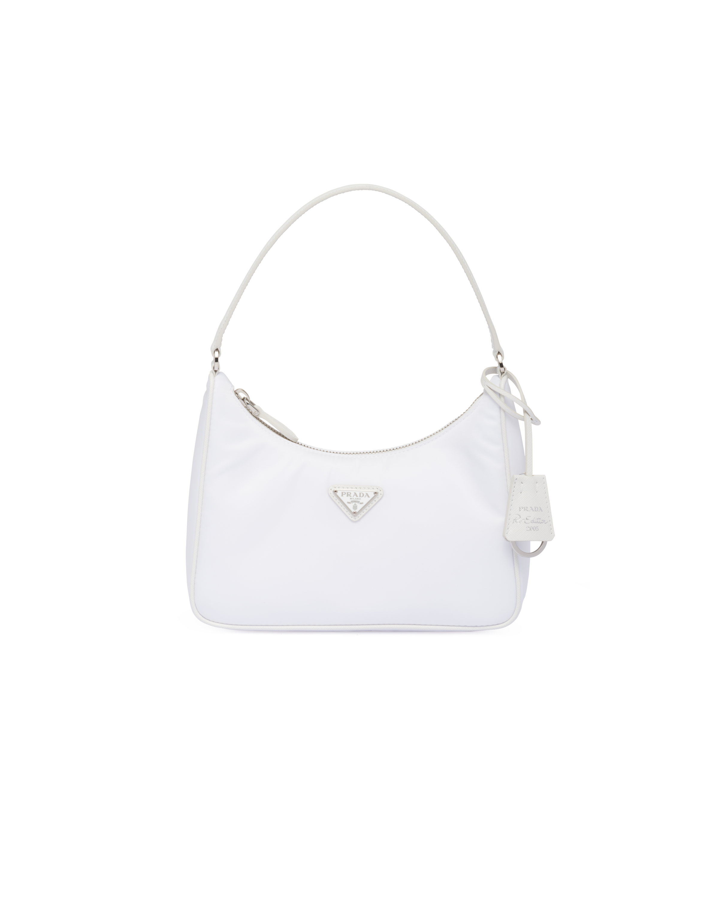 Re Edition 2005 Small Leather Shoulder Bag in White - Prada