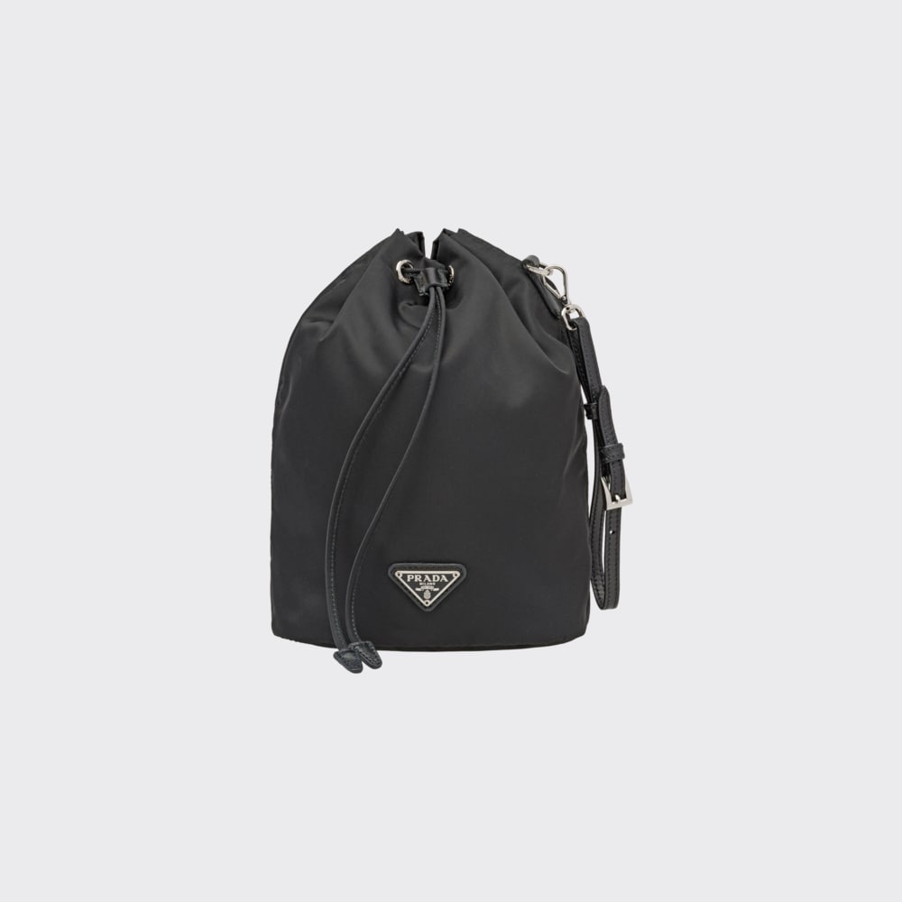 black nylon drawstring bag