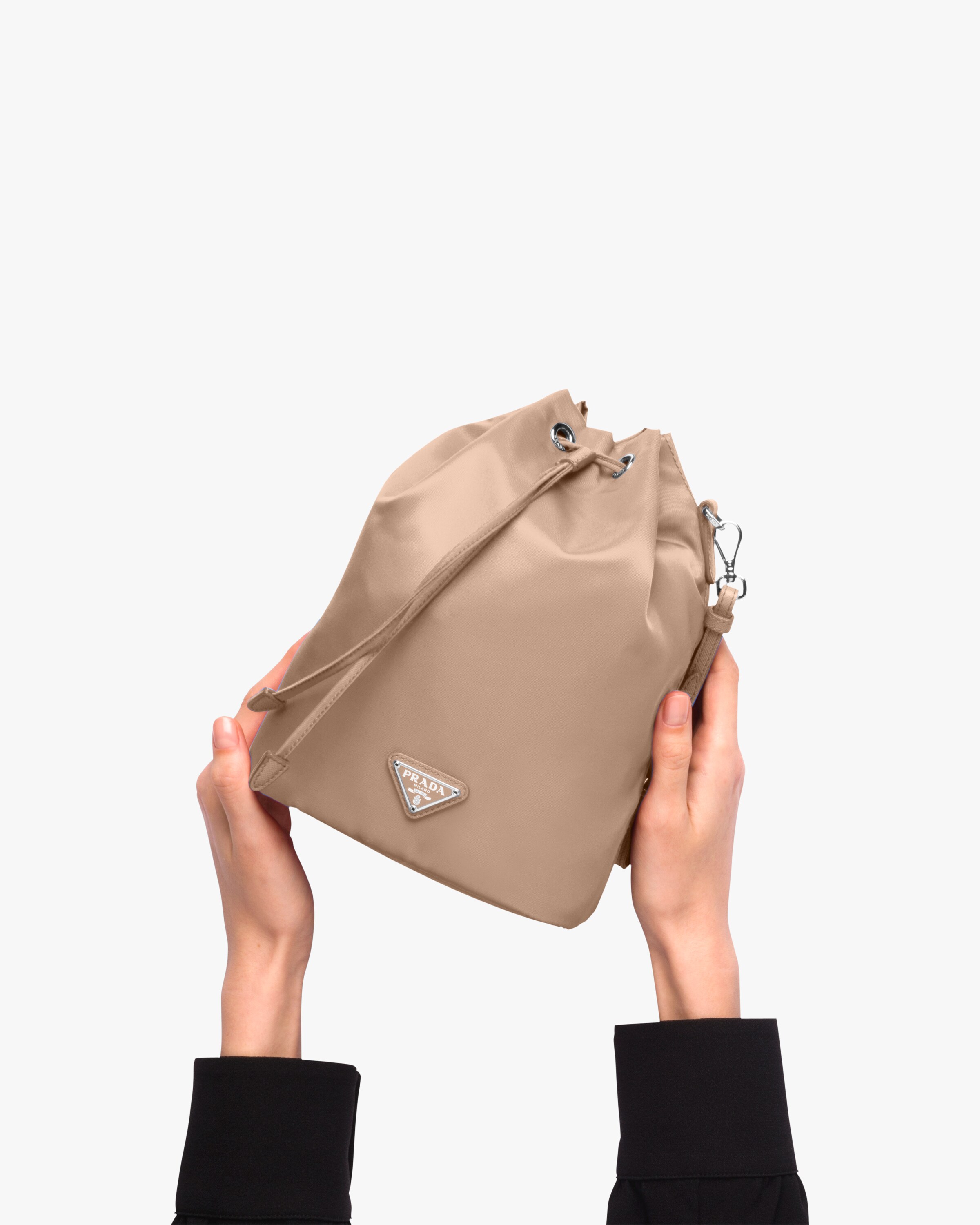 Cameo Beige Nylon Pouch Prada