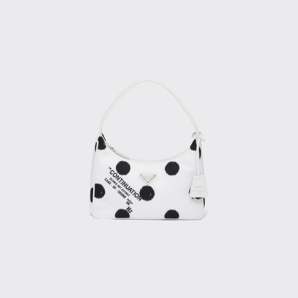 White Printed ReNylon ReEdition 2000 minibag Prada