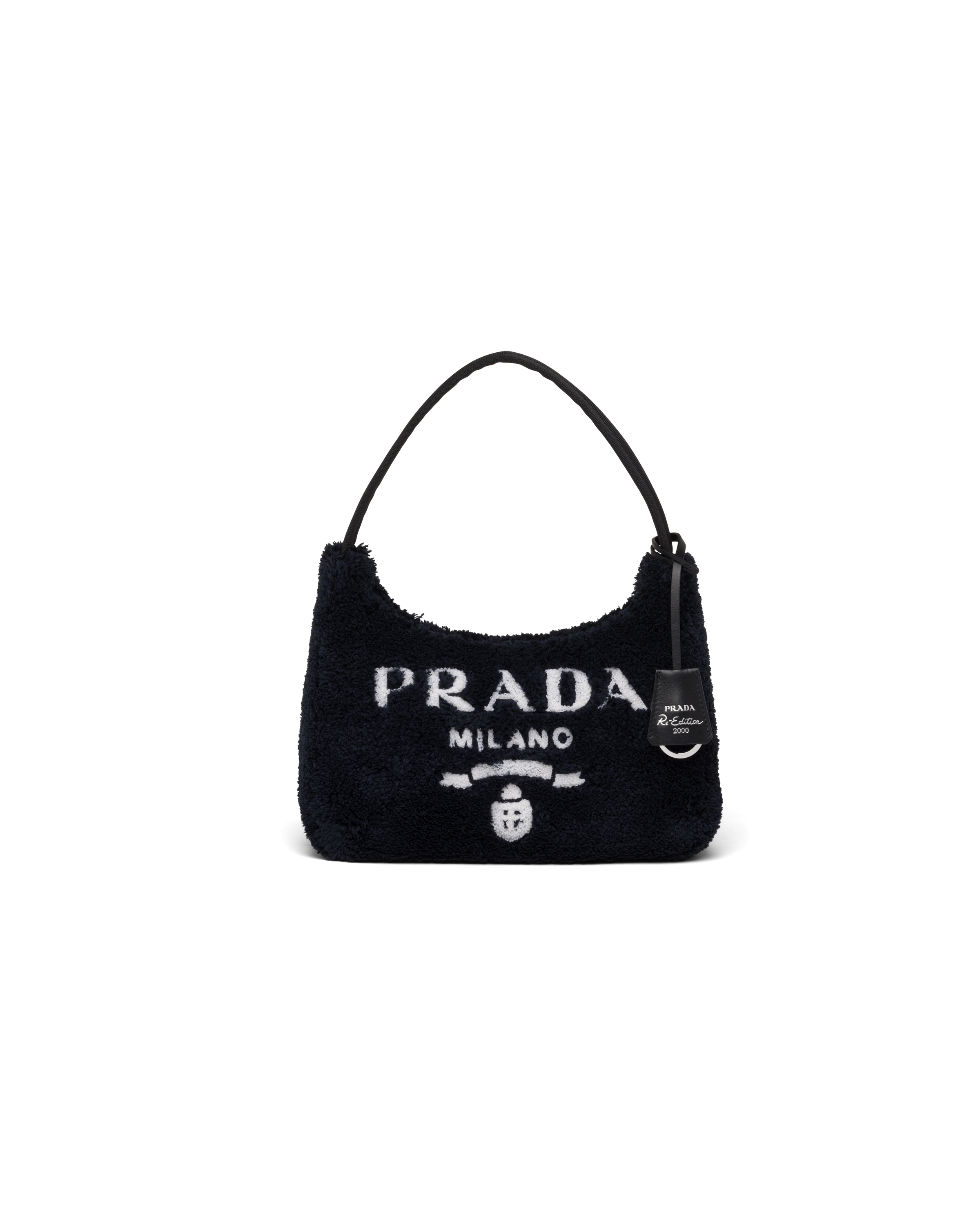 Prada Re-edition 2000 Terry Mini-bag In Black/white | ModeSens