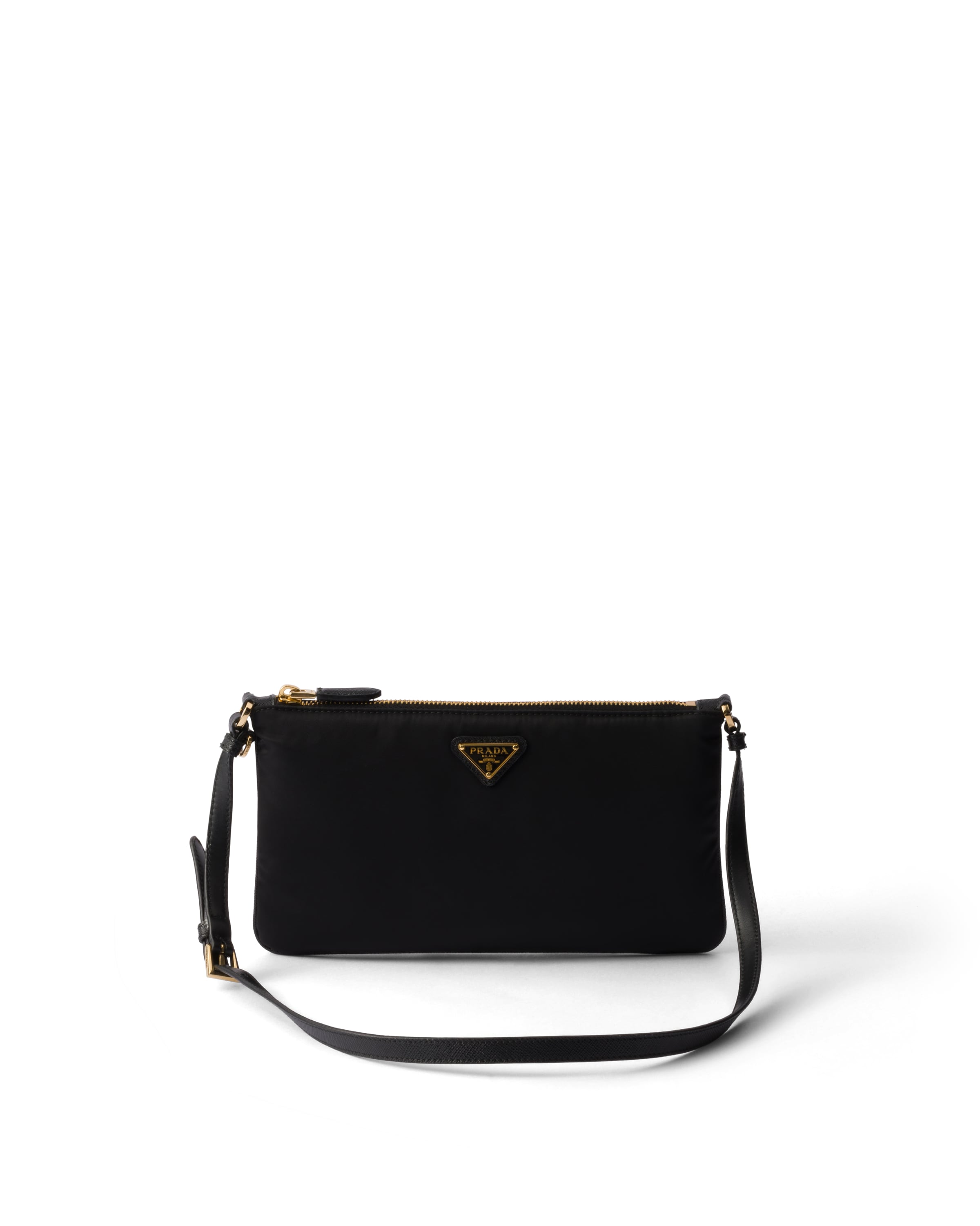 Prada Logo Small Leather Shoulder Bag In Black
