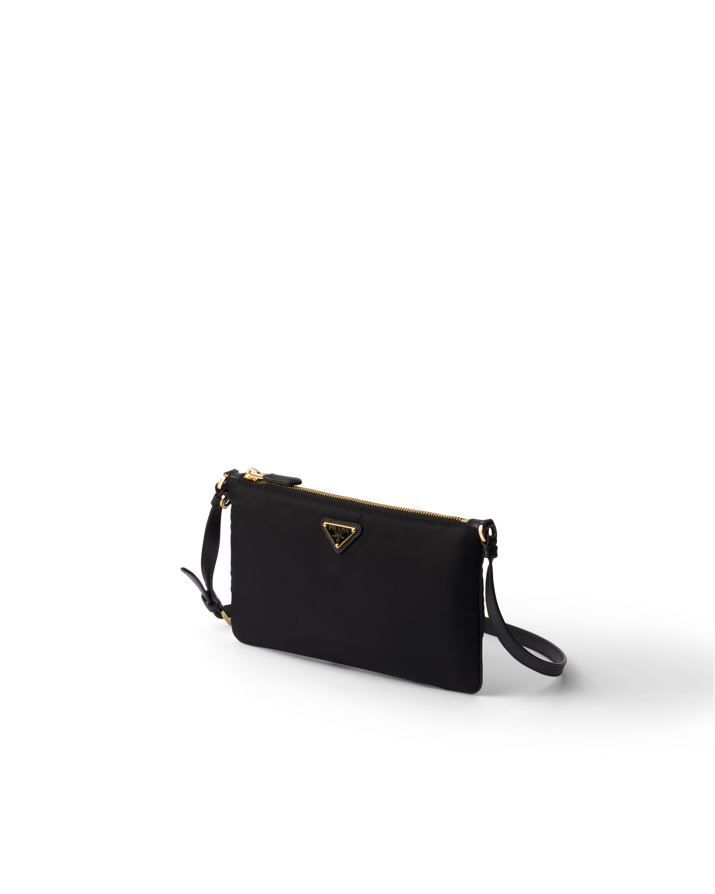 Prada Logo Small Leather Shoulder Bag In Black