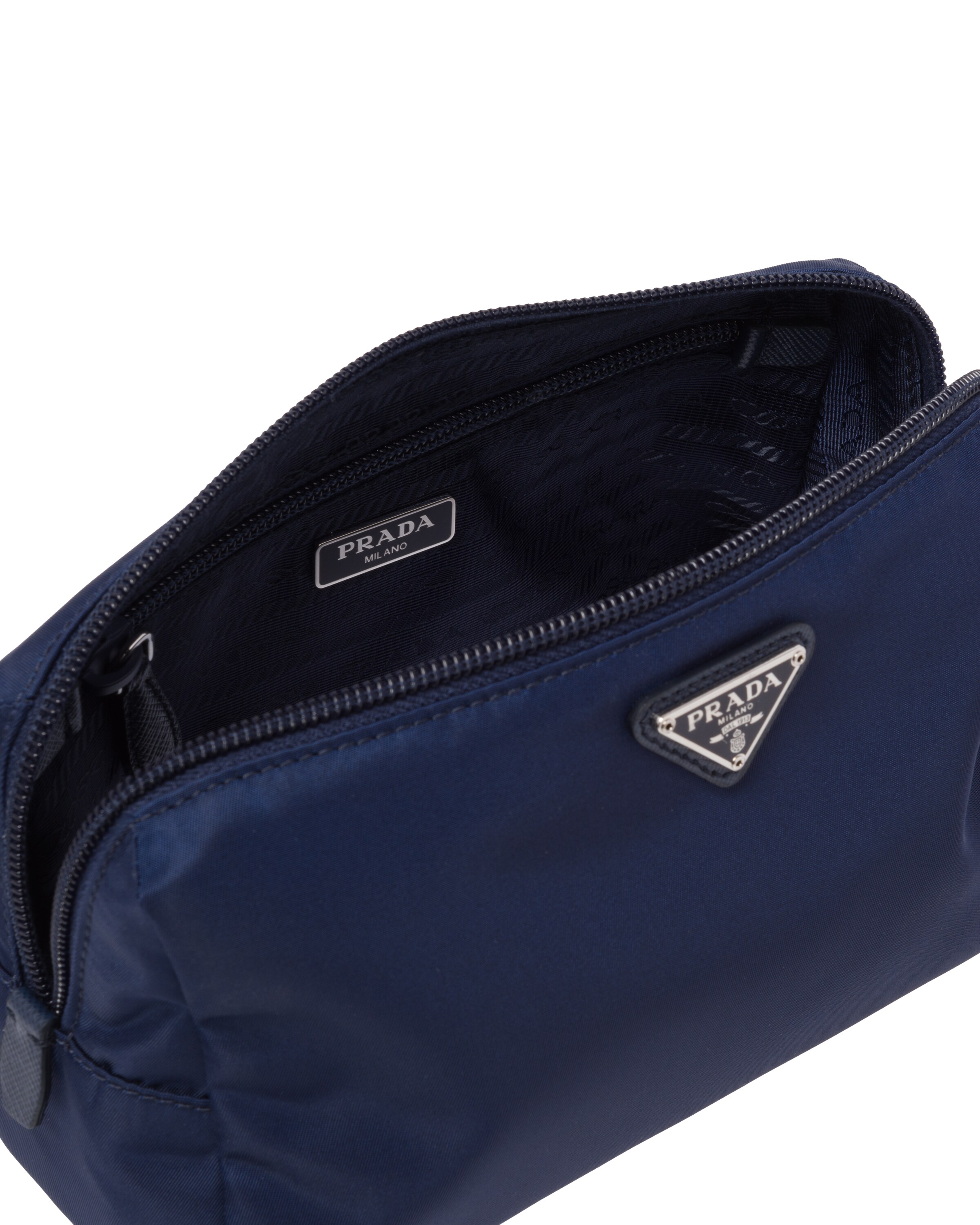 Baltic Blue Nylon Pouch Prada