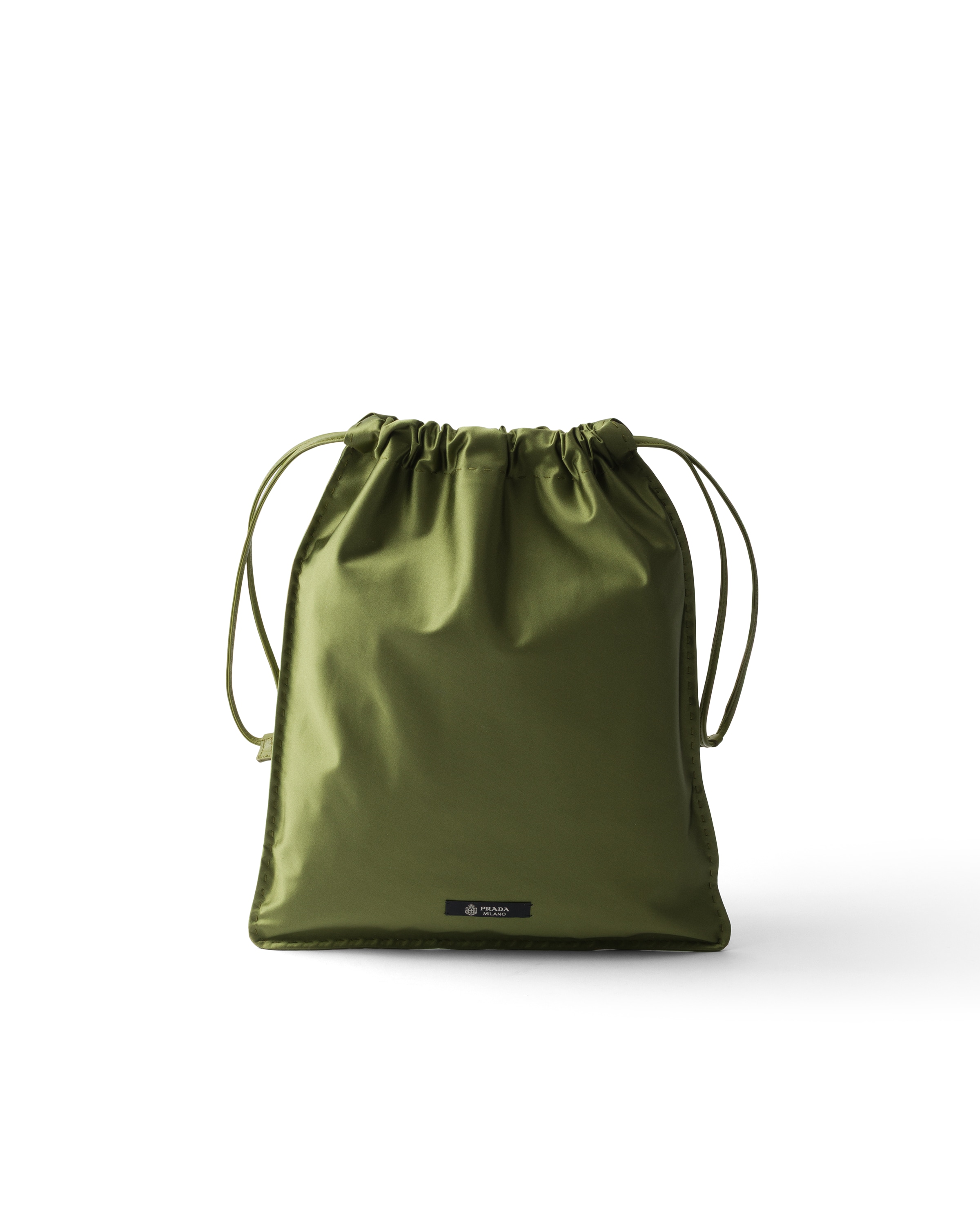 Prada Wish Silk Duchesse Pouch, Woman, Ivy Green