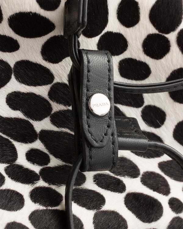 Prada Wish printed calf hair leather pouch - White/Black Prada Wish printed calf hair leather pouch - White/Black