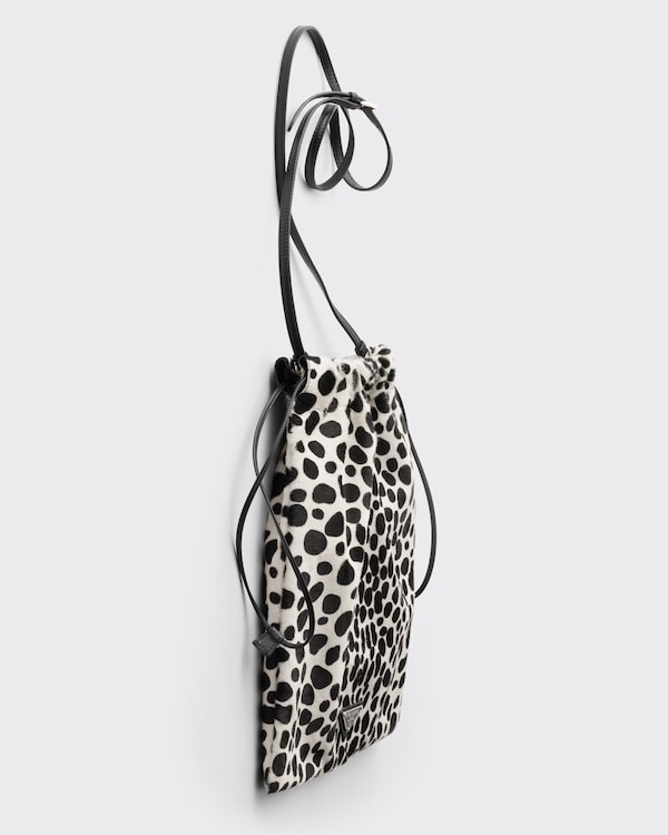 Prada Wish printed calf hair leather pouch - White/Black Prada Wish printed calf hair leather pouch - White/Black