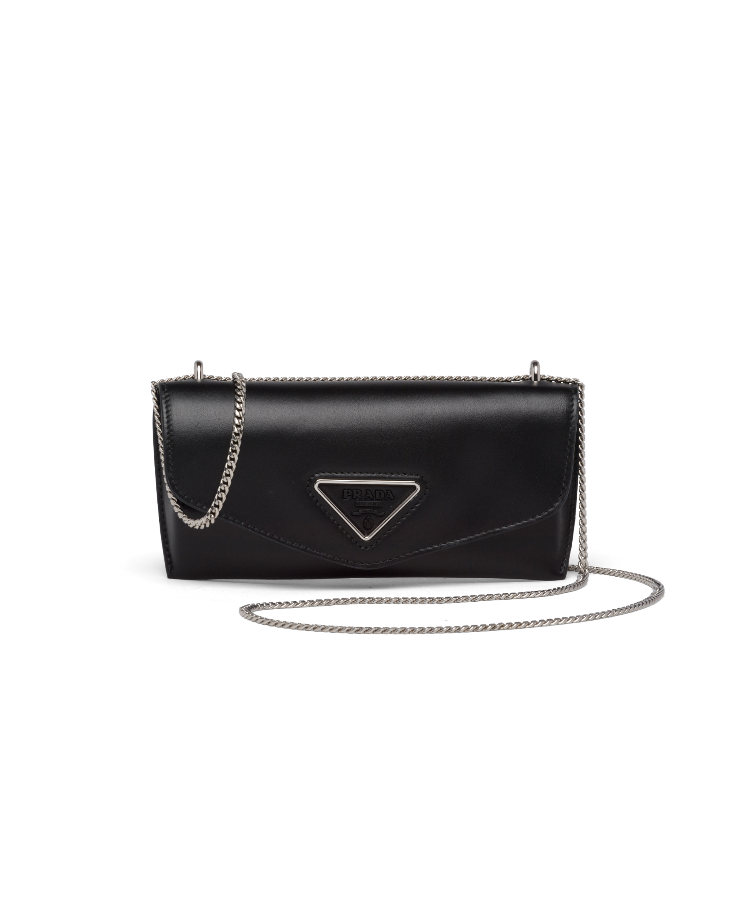 Leather envelope clutch with shoulder 