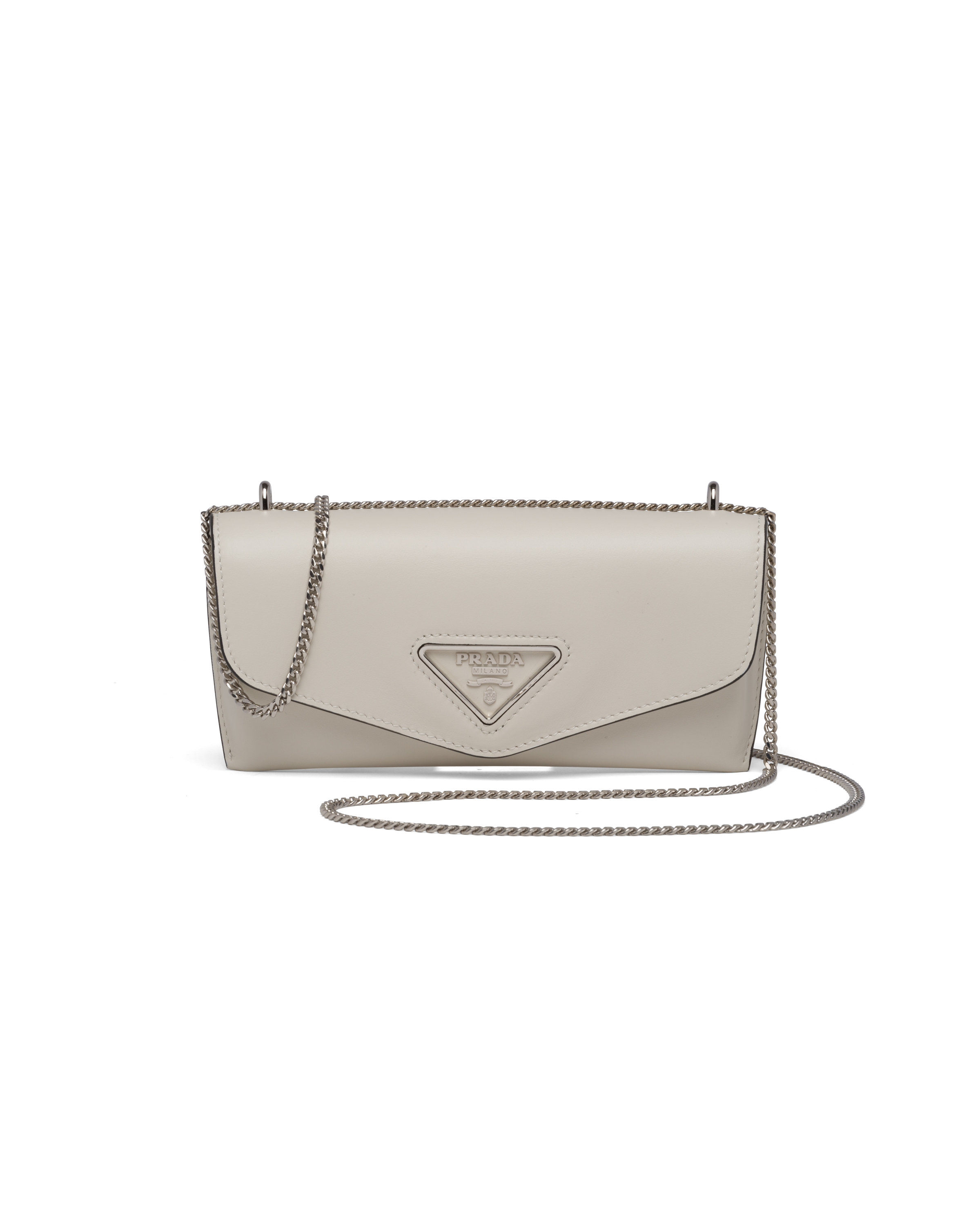 Leather envelope clutch with shoulder 