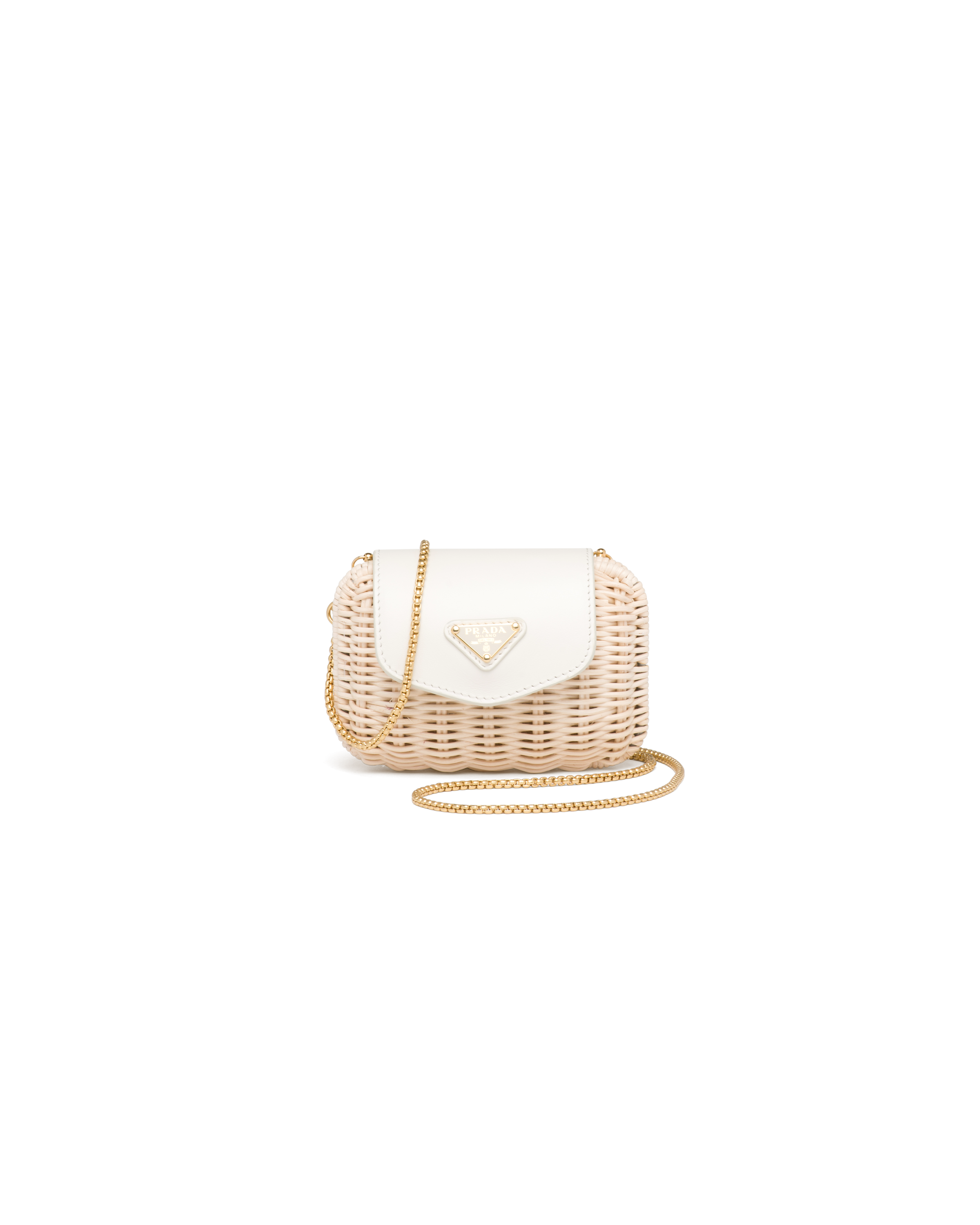 Prada Crochet And Leather Mini-pouch in White