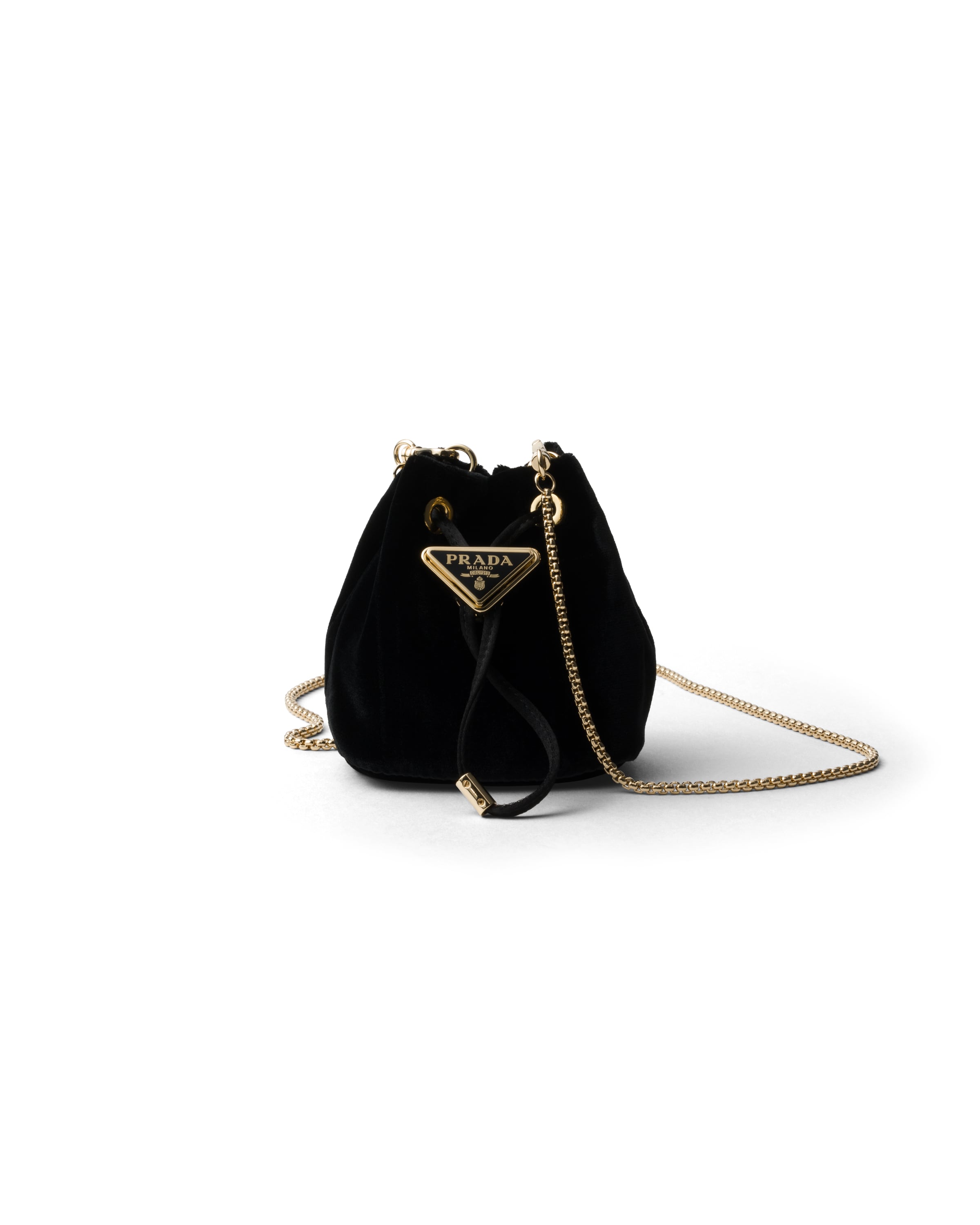 Prada Mini Pouch In Velluto, Donna, Nero