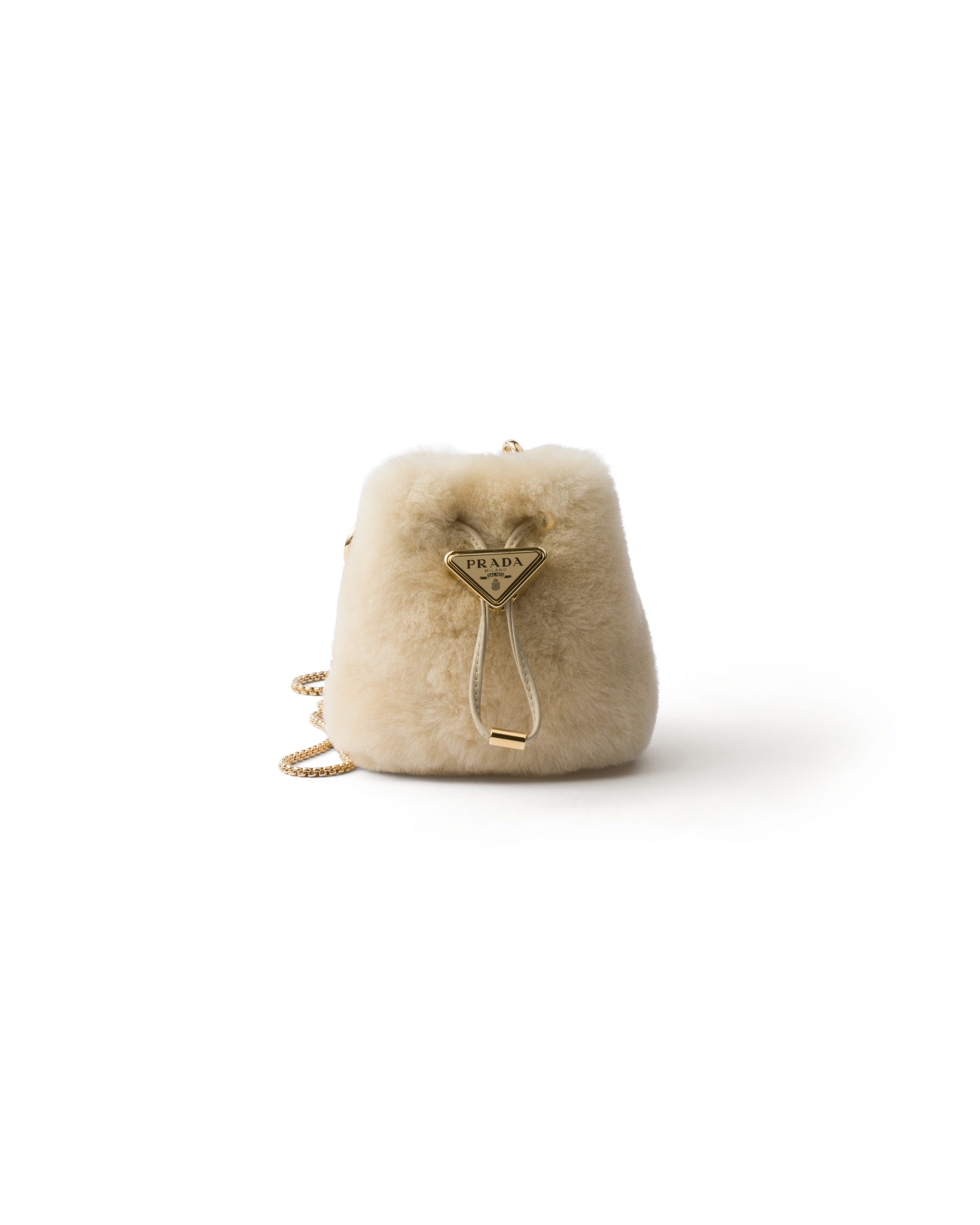 Prada Mini Pouch In Montone, Donna, Ecru