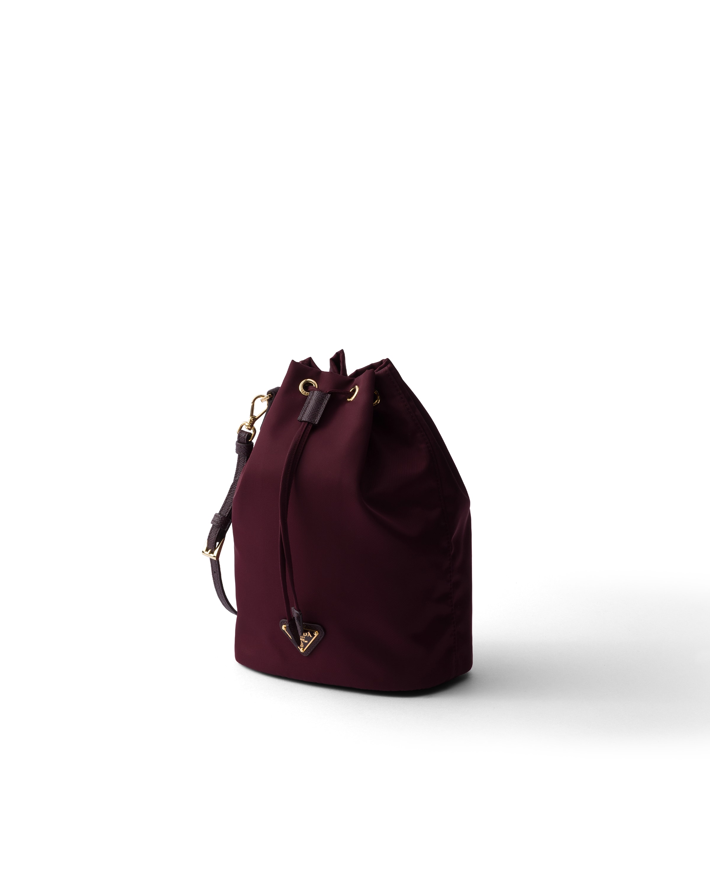 Prada Drawstring Shoulder Bag In Burgundy