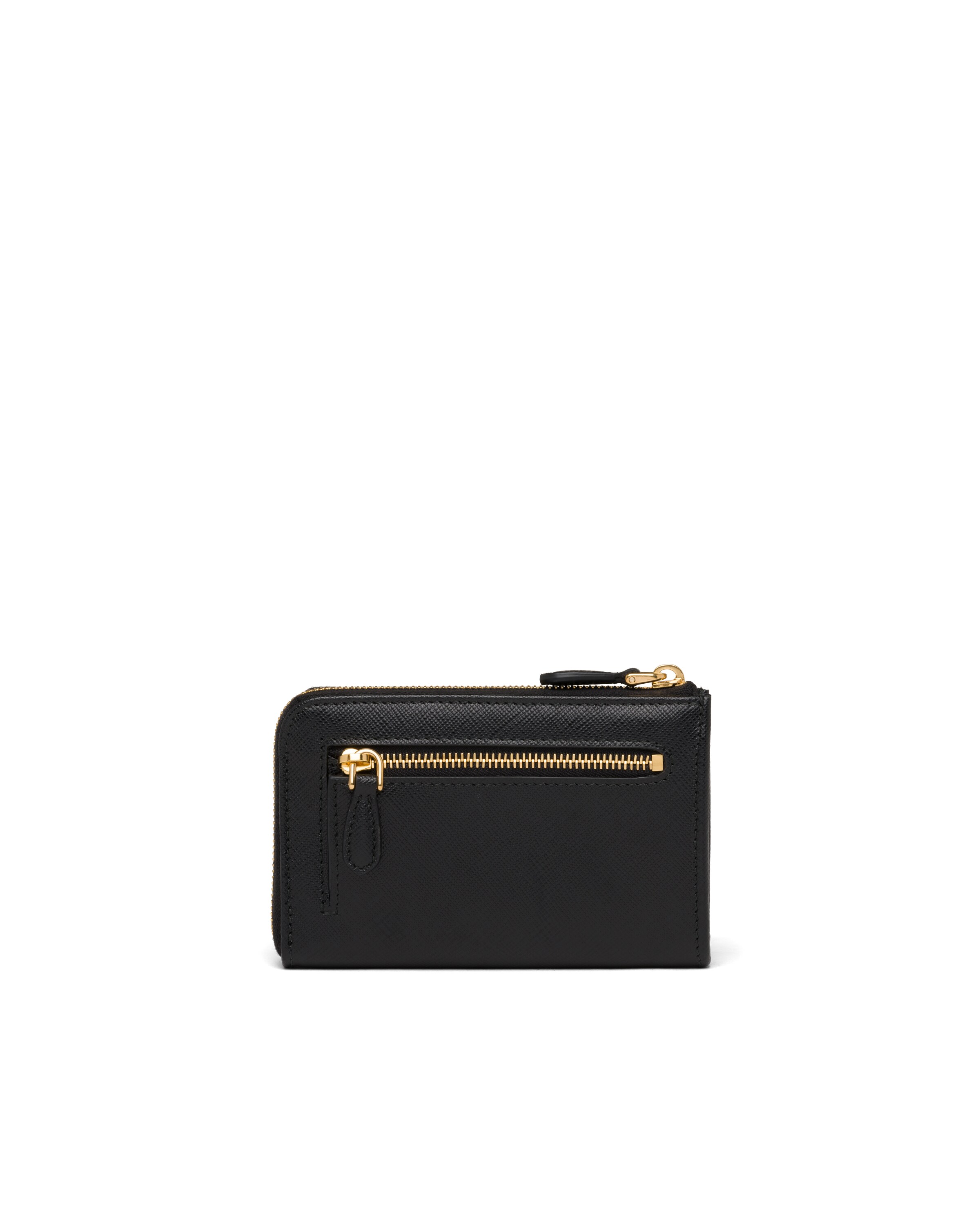 Prada Leather Wallet Textured Unique Finish In Schwarz