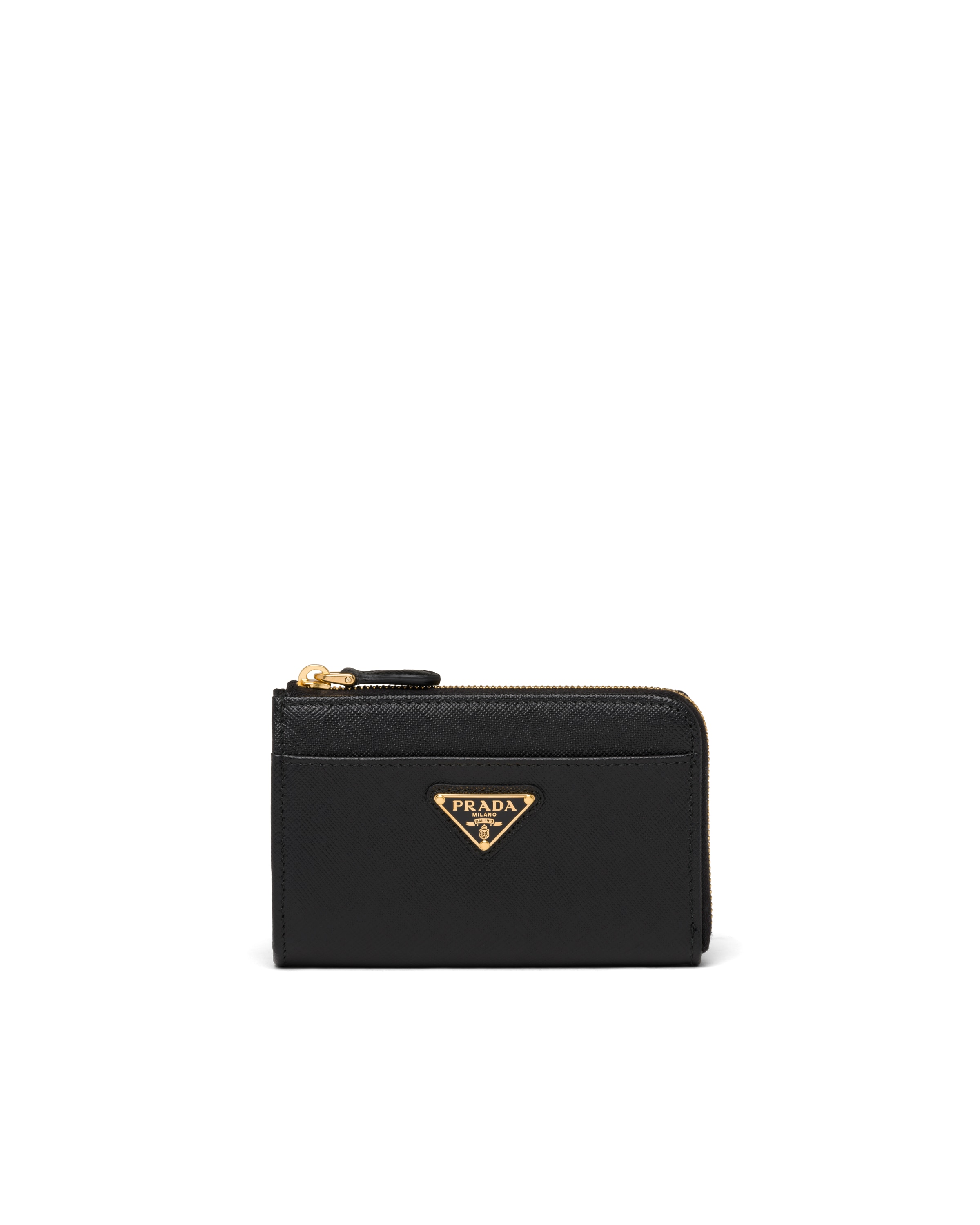 Prada Leather Wallet Textured Unique Finish In Schwarz