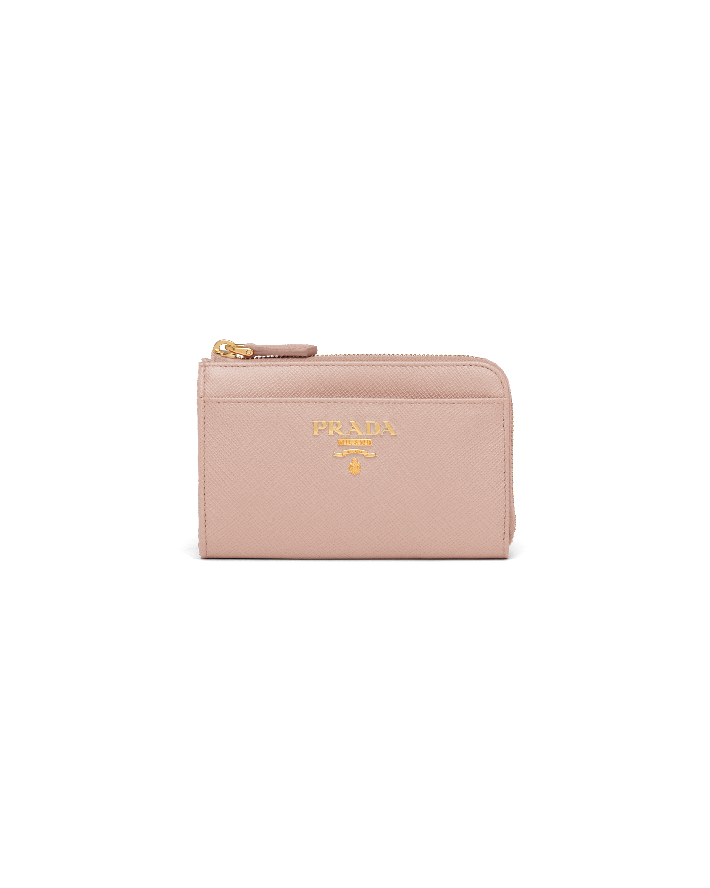 Prada Saffiano Leather Keychain In Powder Pink