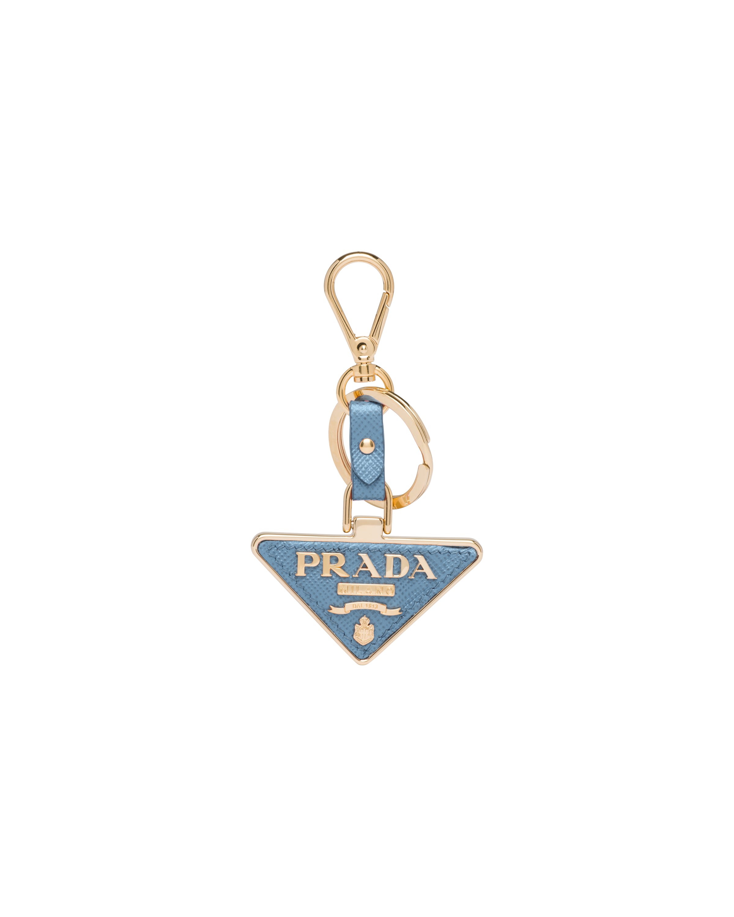 Prada Portachiavi In Saffiano E Metallo, Donna, Astrale