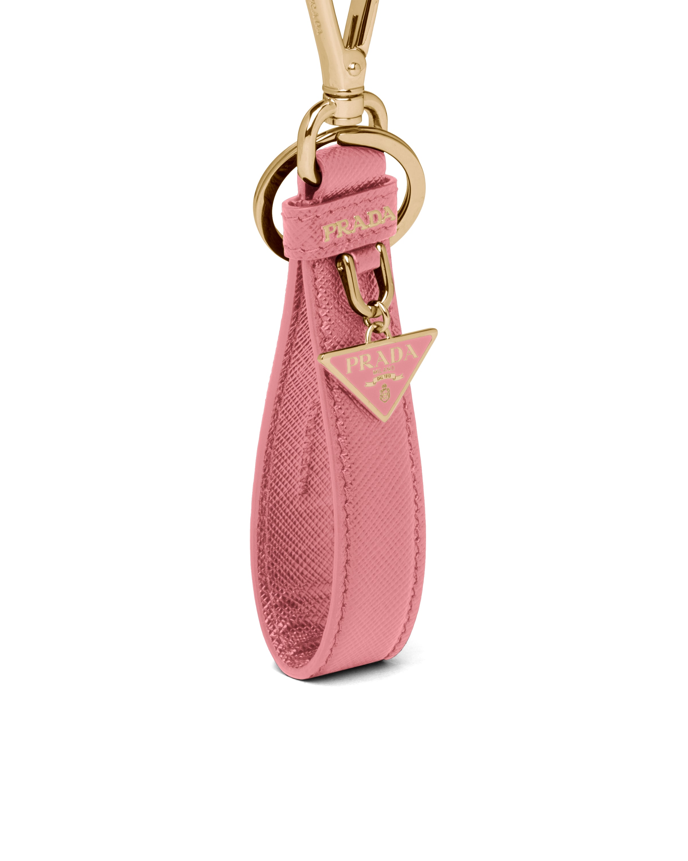 Petal Pink Saffiano leather keychain Prada
