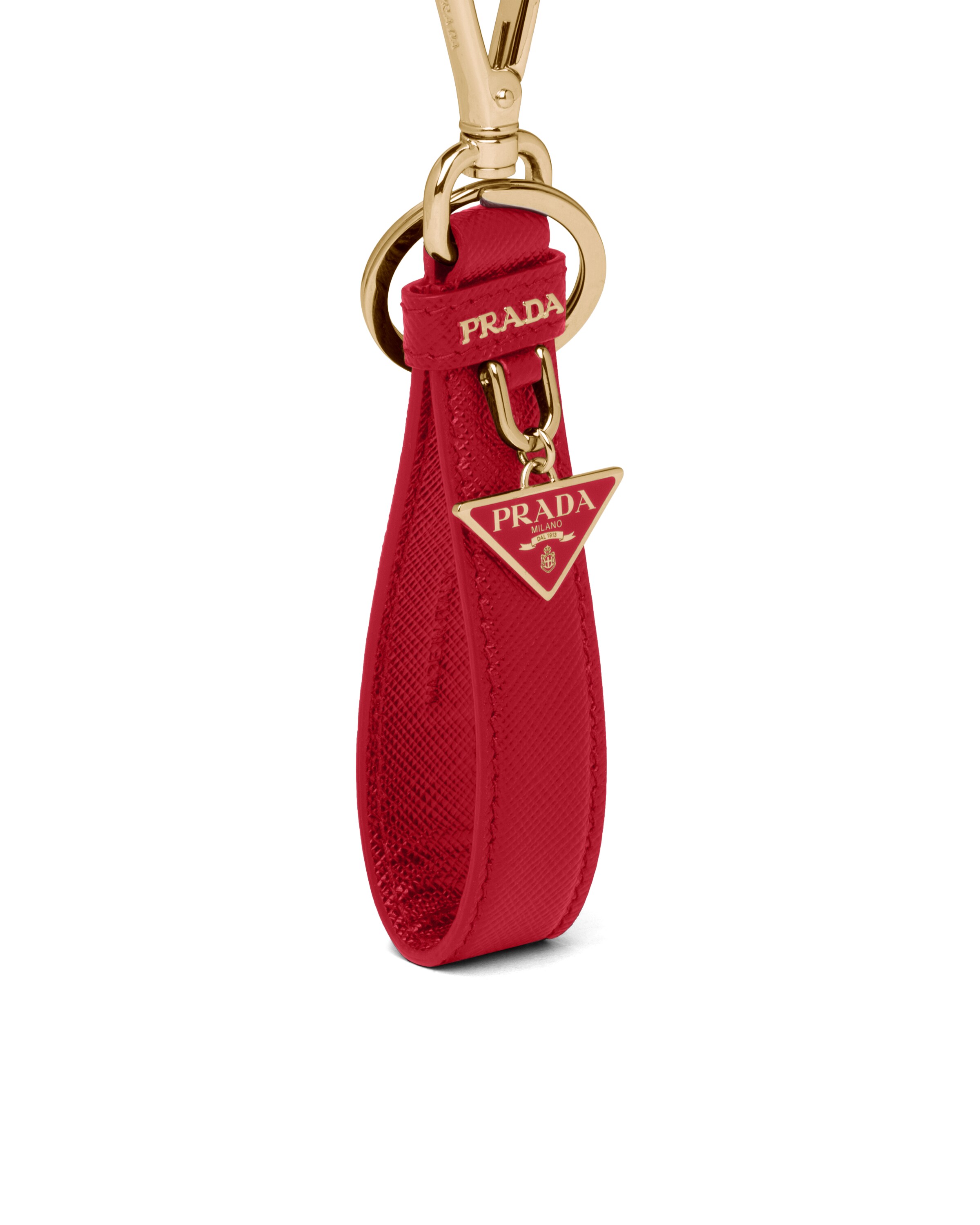 Fiery Red Saffiano leather keychain Prada