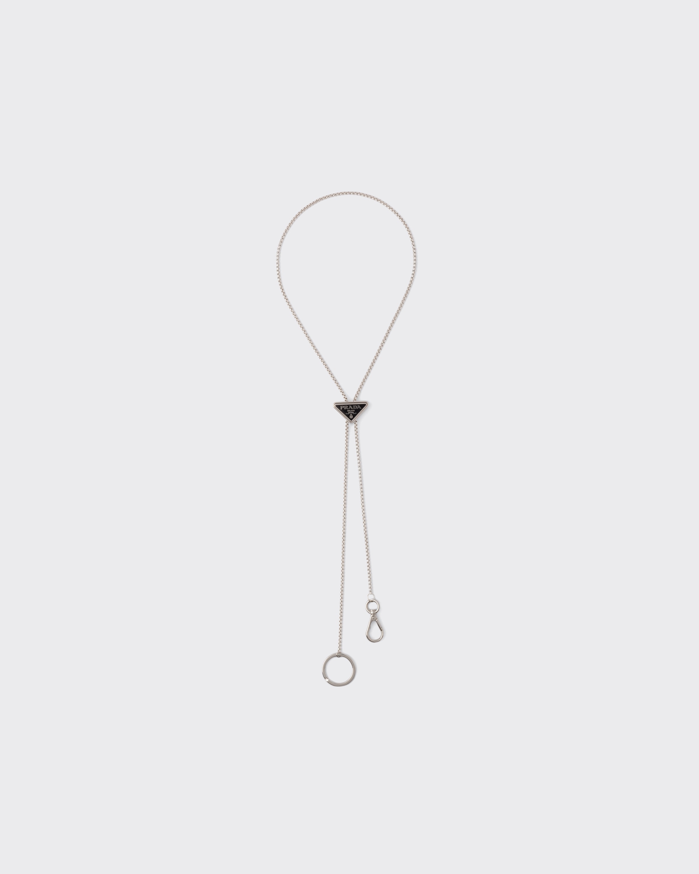 Prada Metal Keychain, Woman, Steel/black