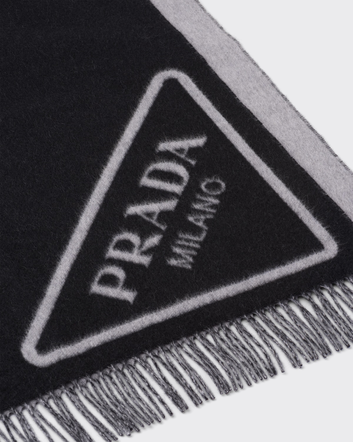 Black/gray Double Cashmere Throw PRADA