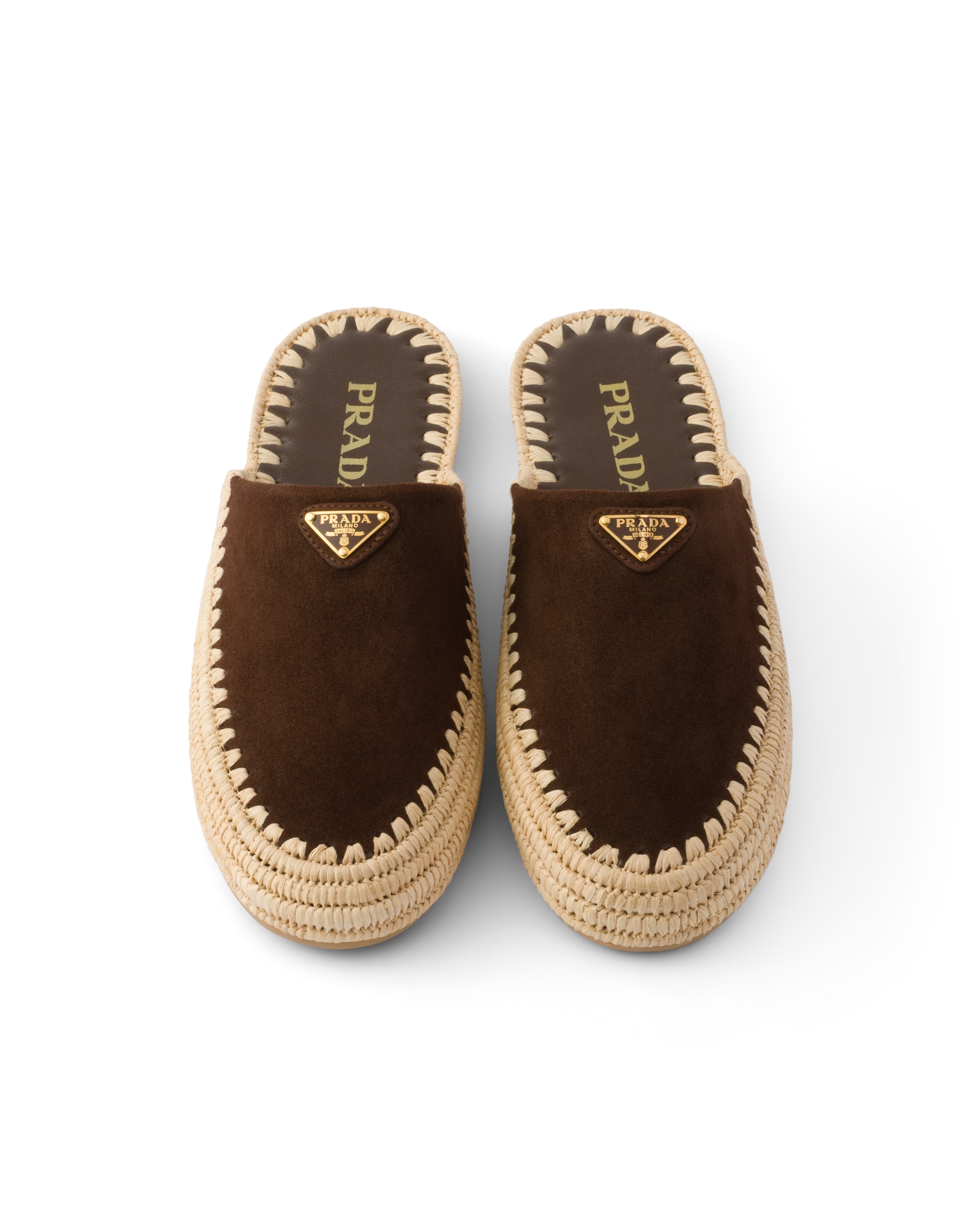 Prada Suede Mules In Brown