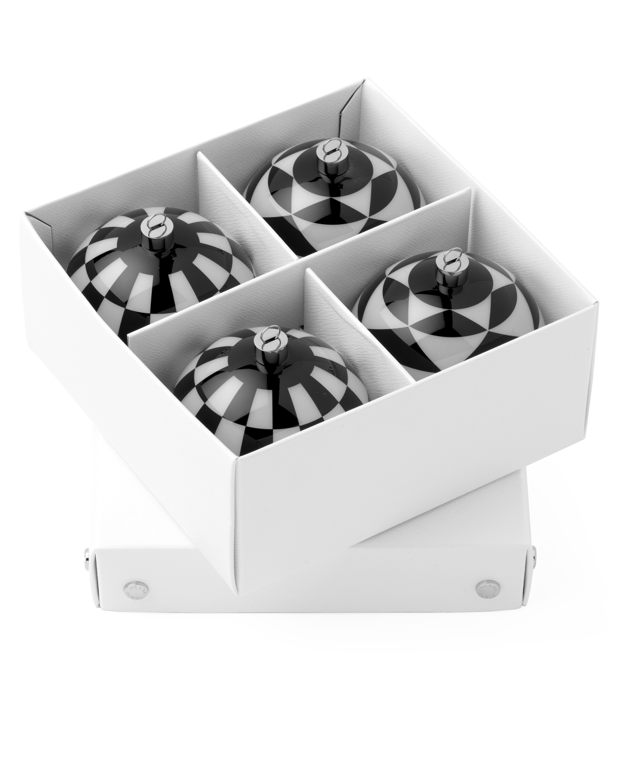 White/black Glass Christmas ornament set Prada
