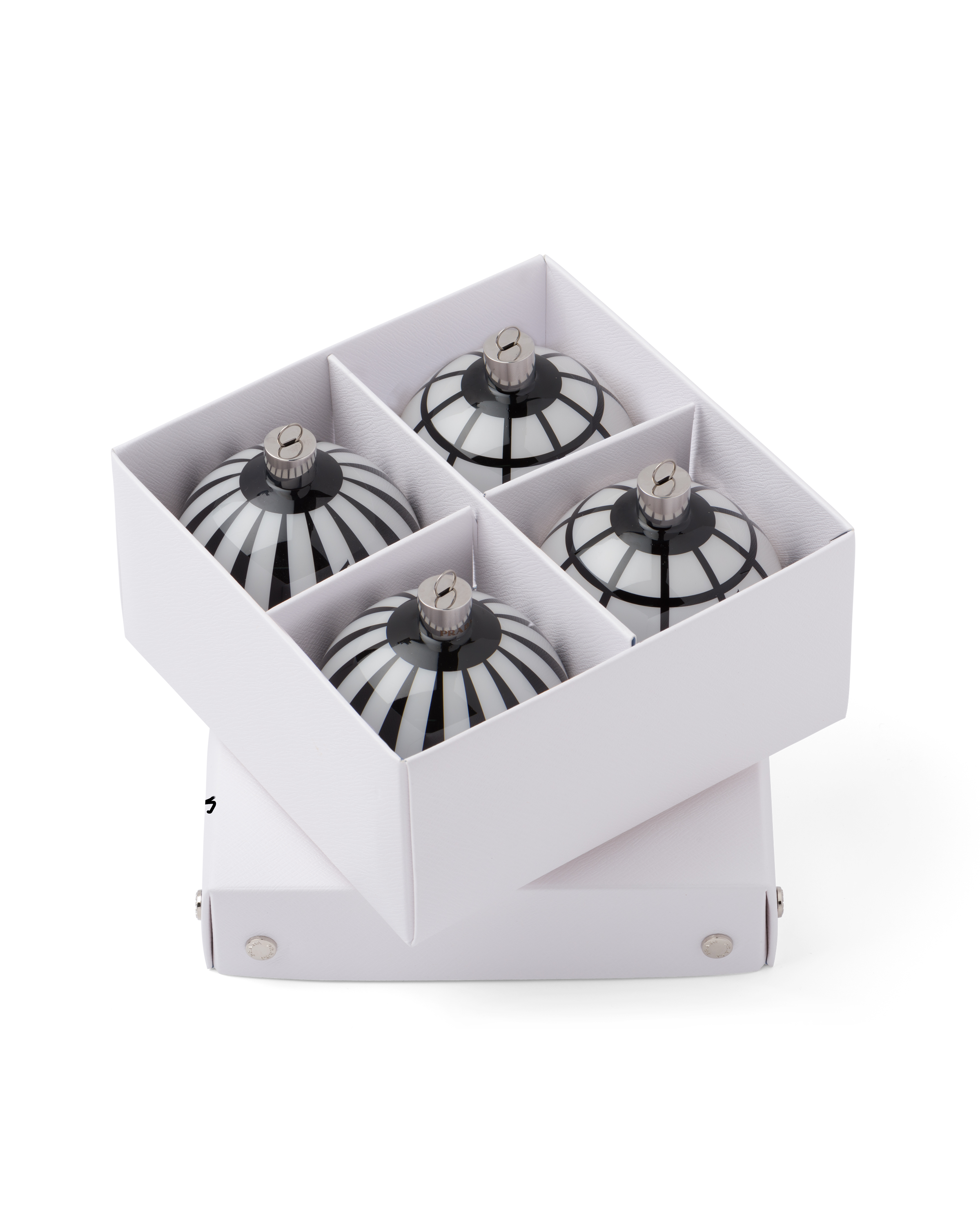 White black Glass Christmas Ornament Set PRADA