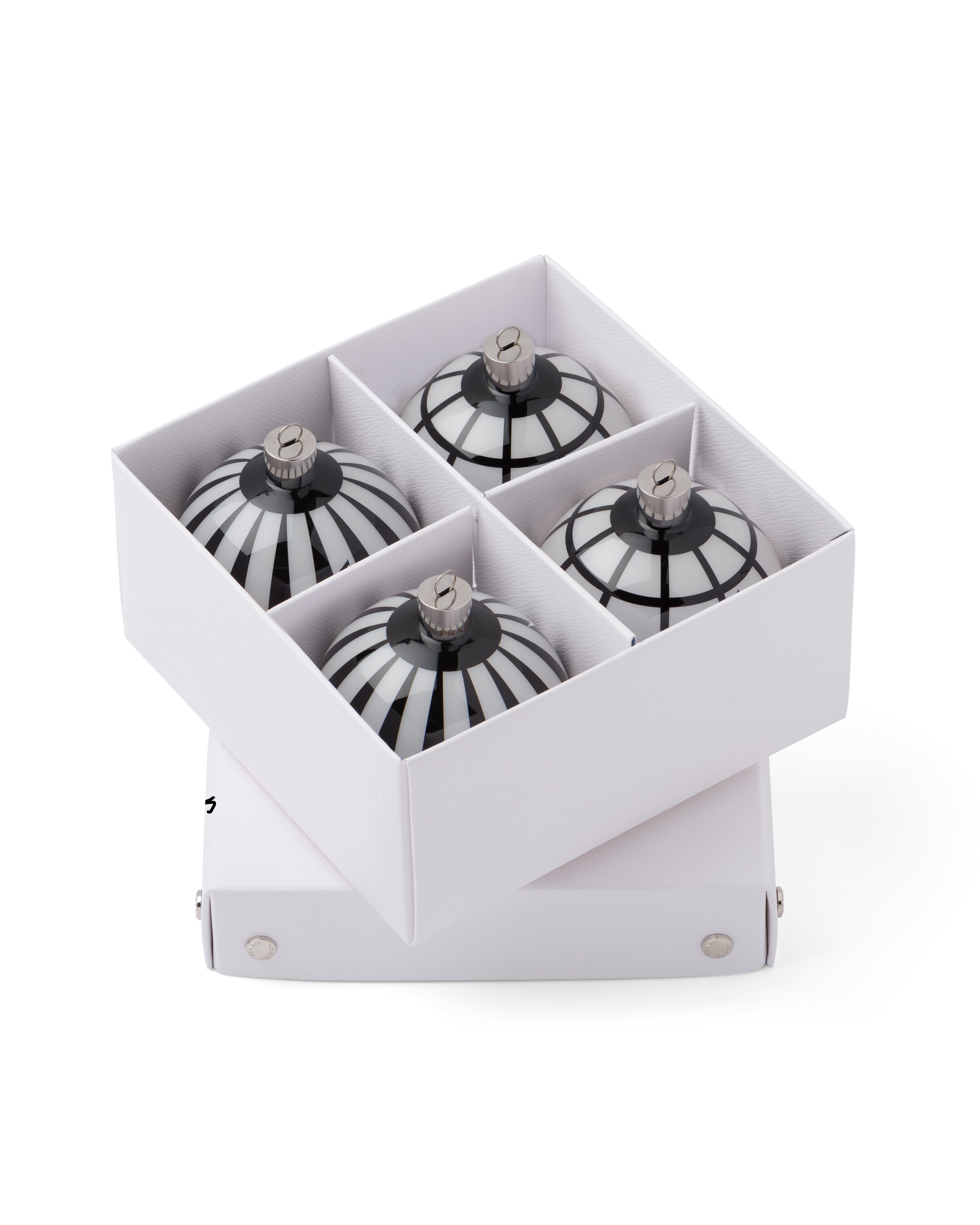 White/black Glass Christmas ornament set Prada