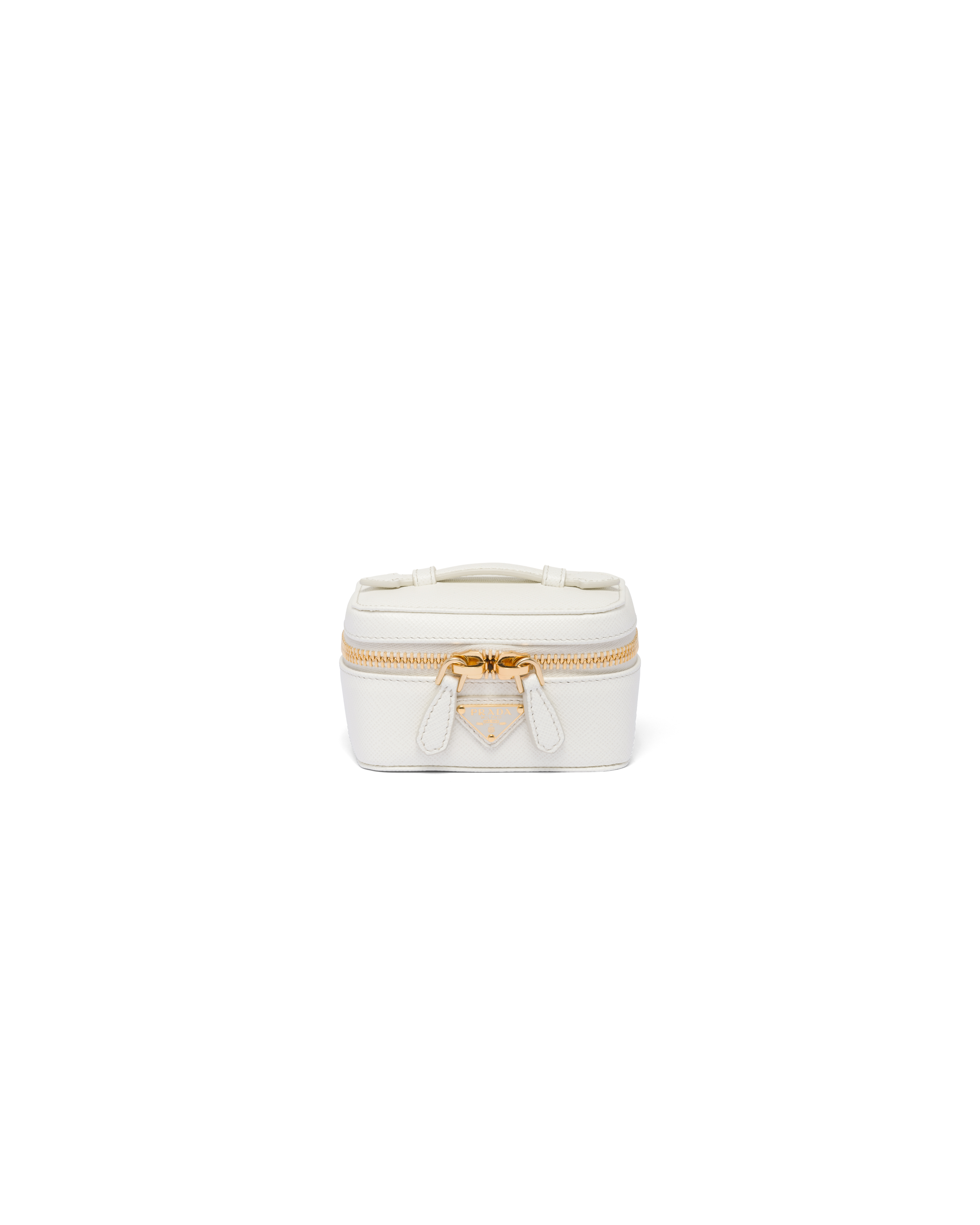 Prada Saffiano Leather Jewelry Beauty Case In White | ModeSens