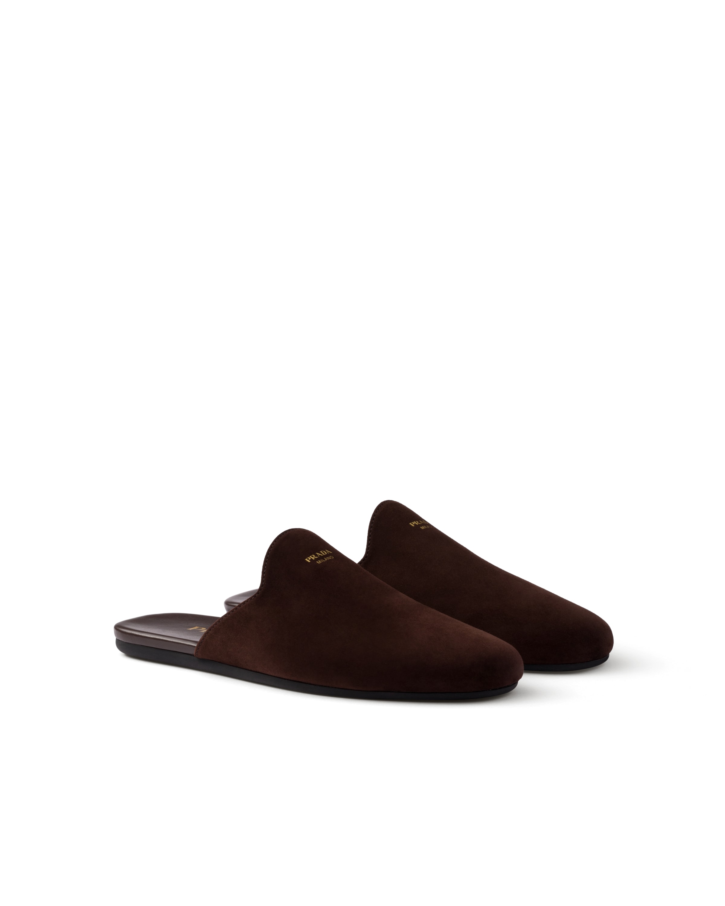 Prada Mules En Veau Velours, Femme, Marron Foncé, Taille 35,5