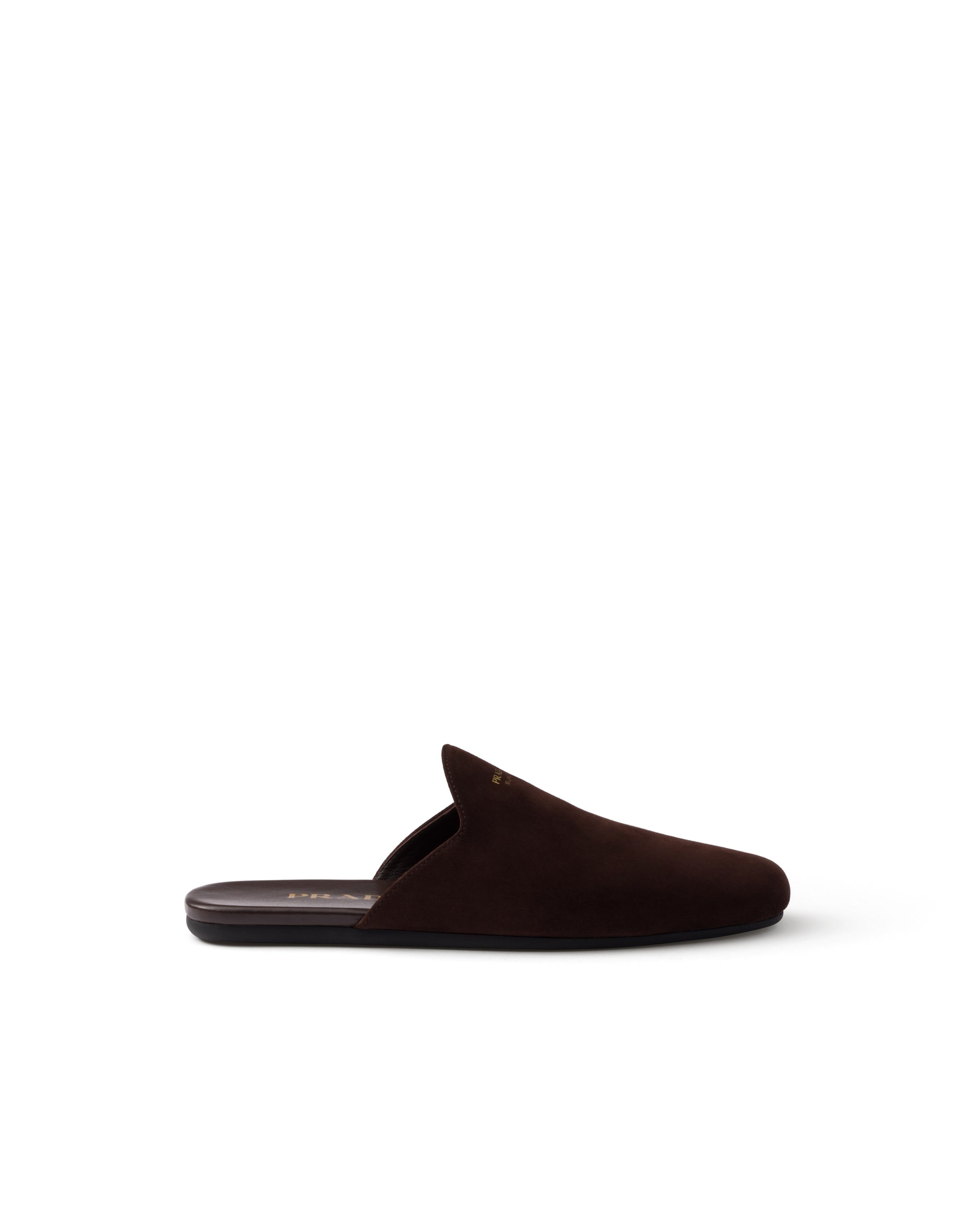 Prada Cocoa Brown Slip-on Mules With Decorative Strap In Dark Brown
