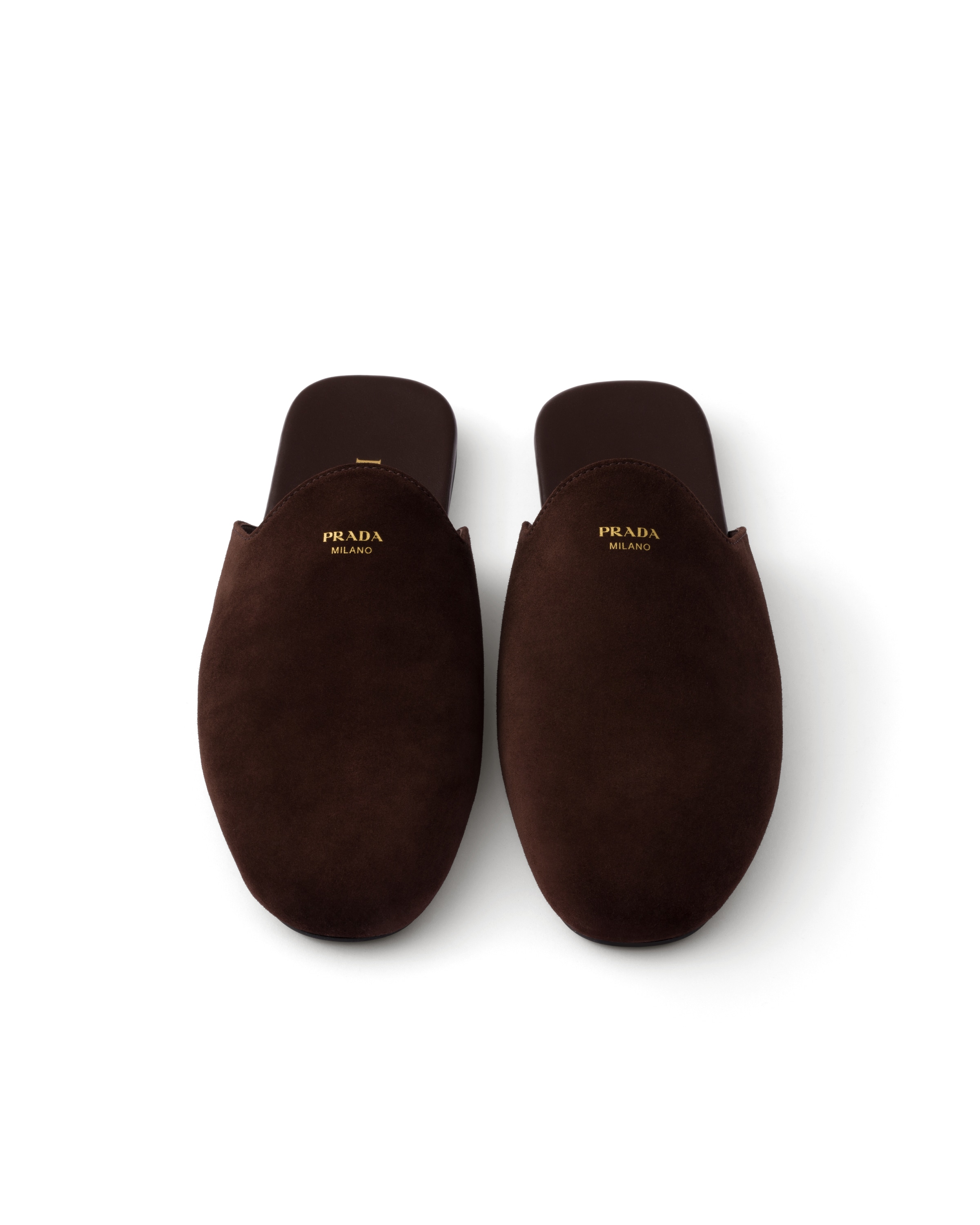 Prada Cocoa Brown Slip-on Mules With Decorative Strap In Dark Brown