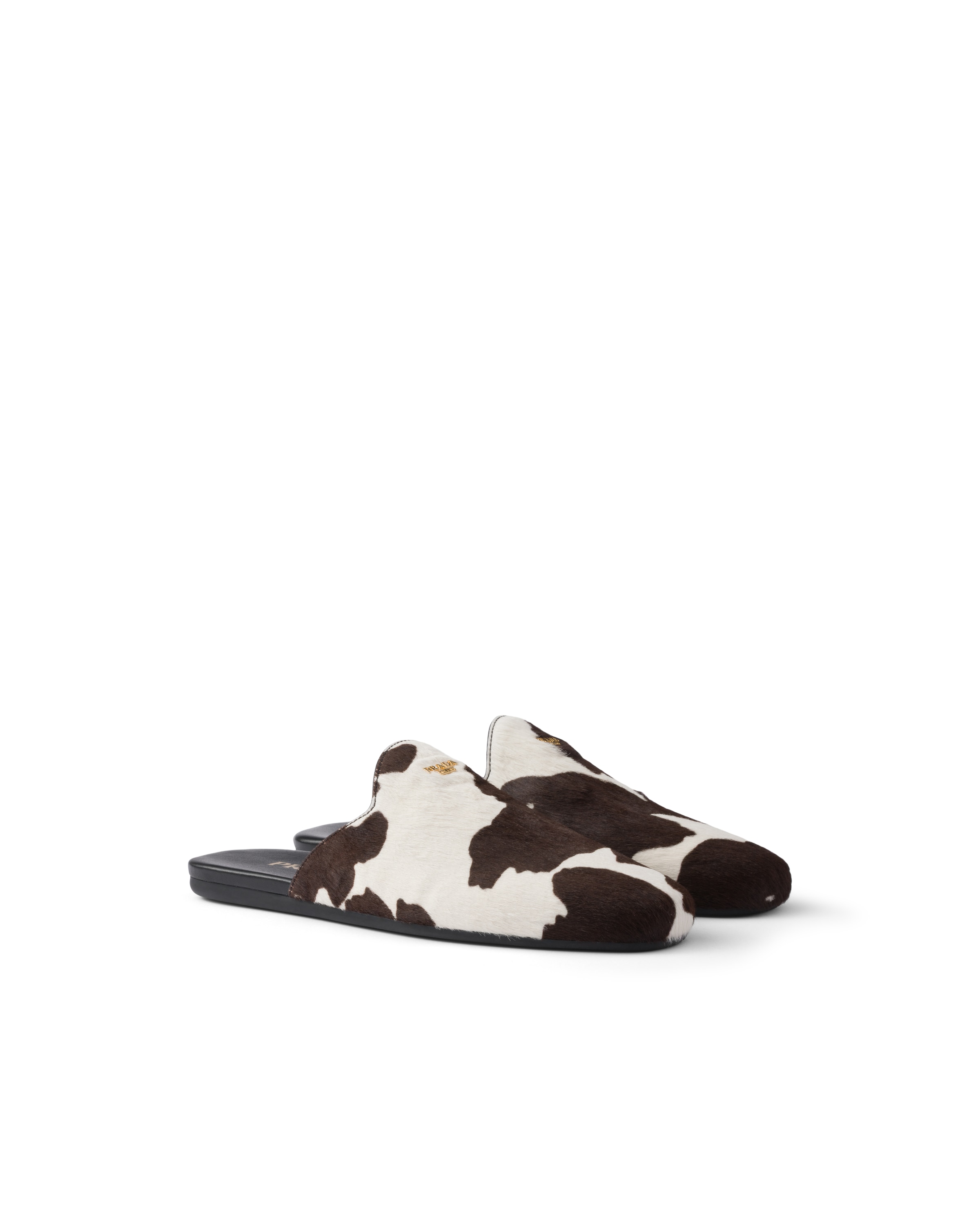 Prada Sabot In Pelle Stampata, Donna, Bianco/moro, Taglia 36
